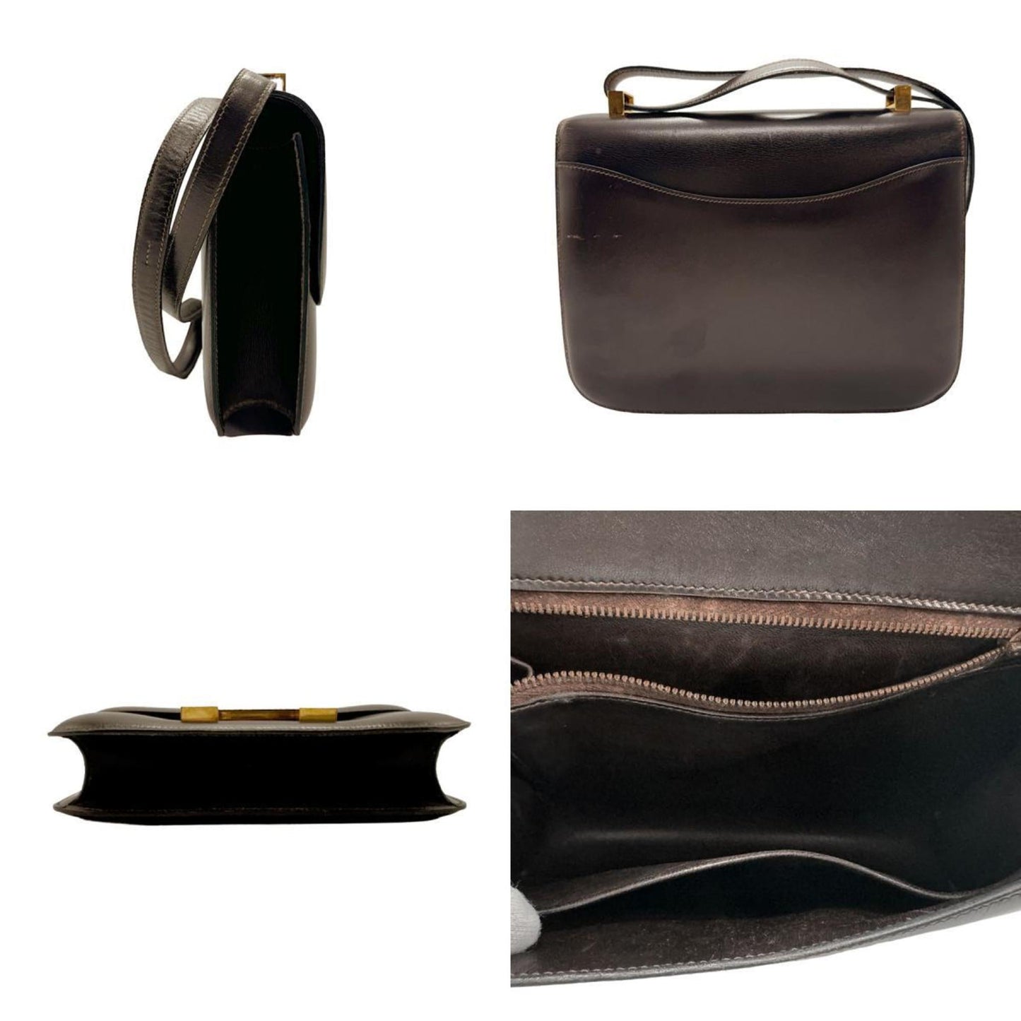Hermes Dark Brown Leather Shoulder Bag ( )