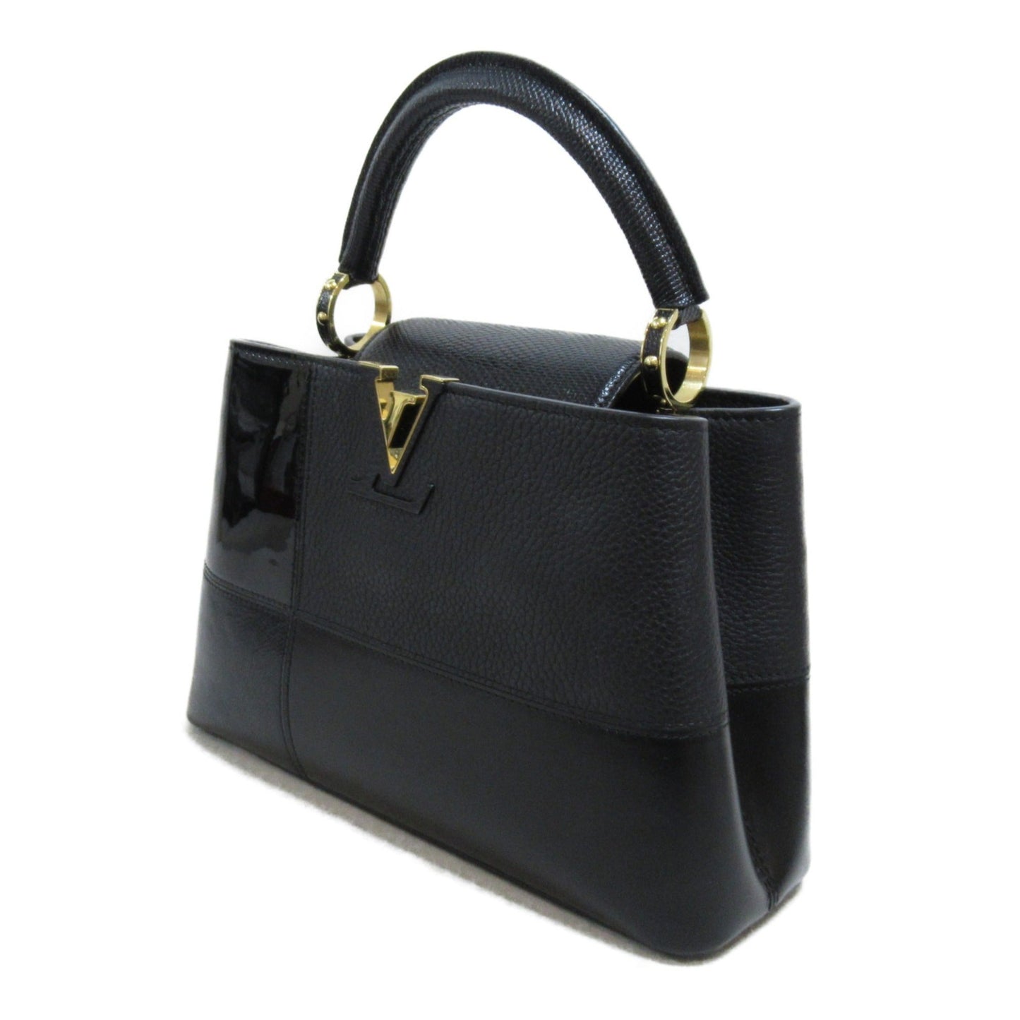 LOUIS VUITTON CapucineBB2way Shoulder Bag Black enamel Taurillon Clemence leather/snake