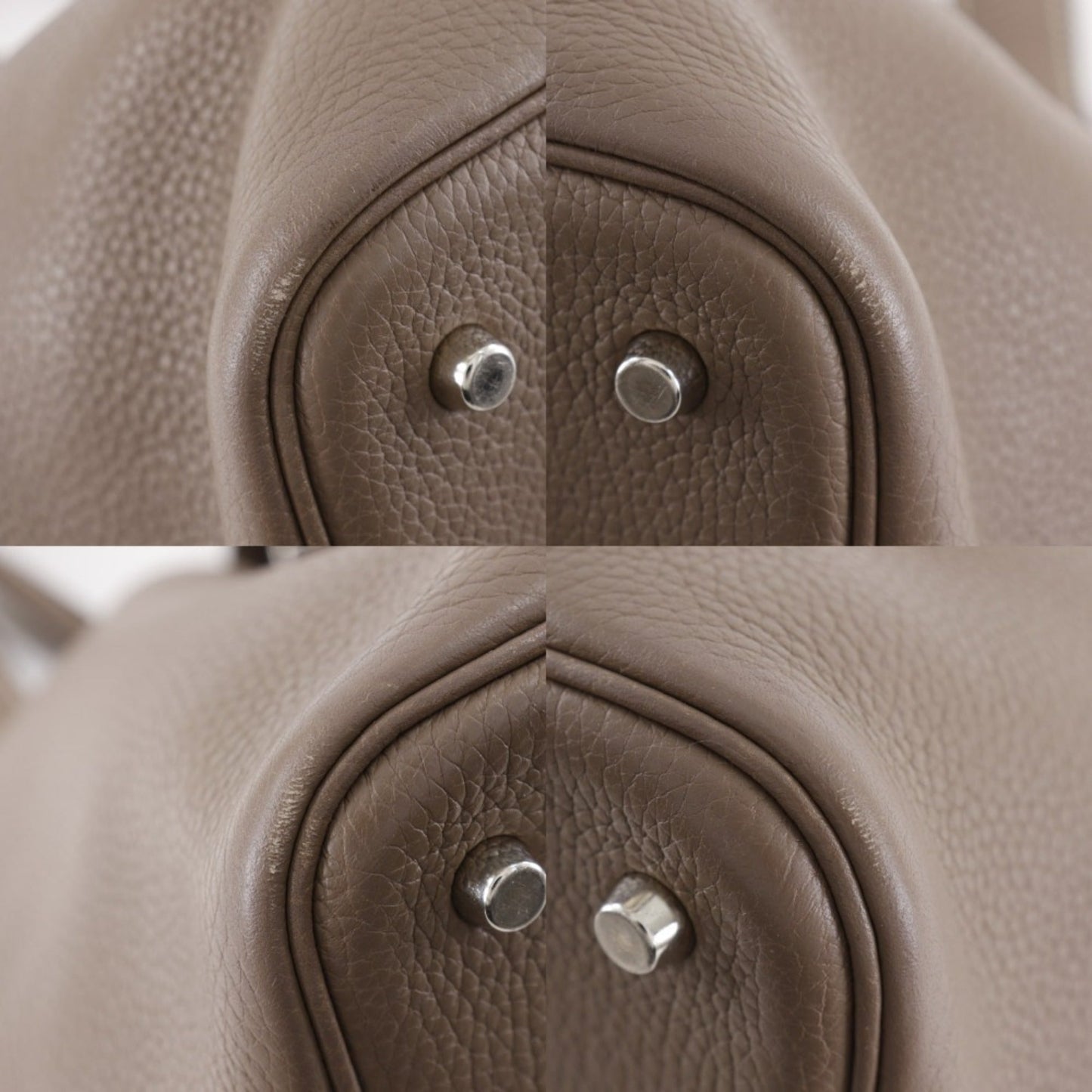 Hermes Brown Etoupe Gray Taurillon Clemence Leather Handbag ( )