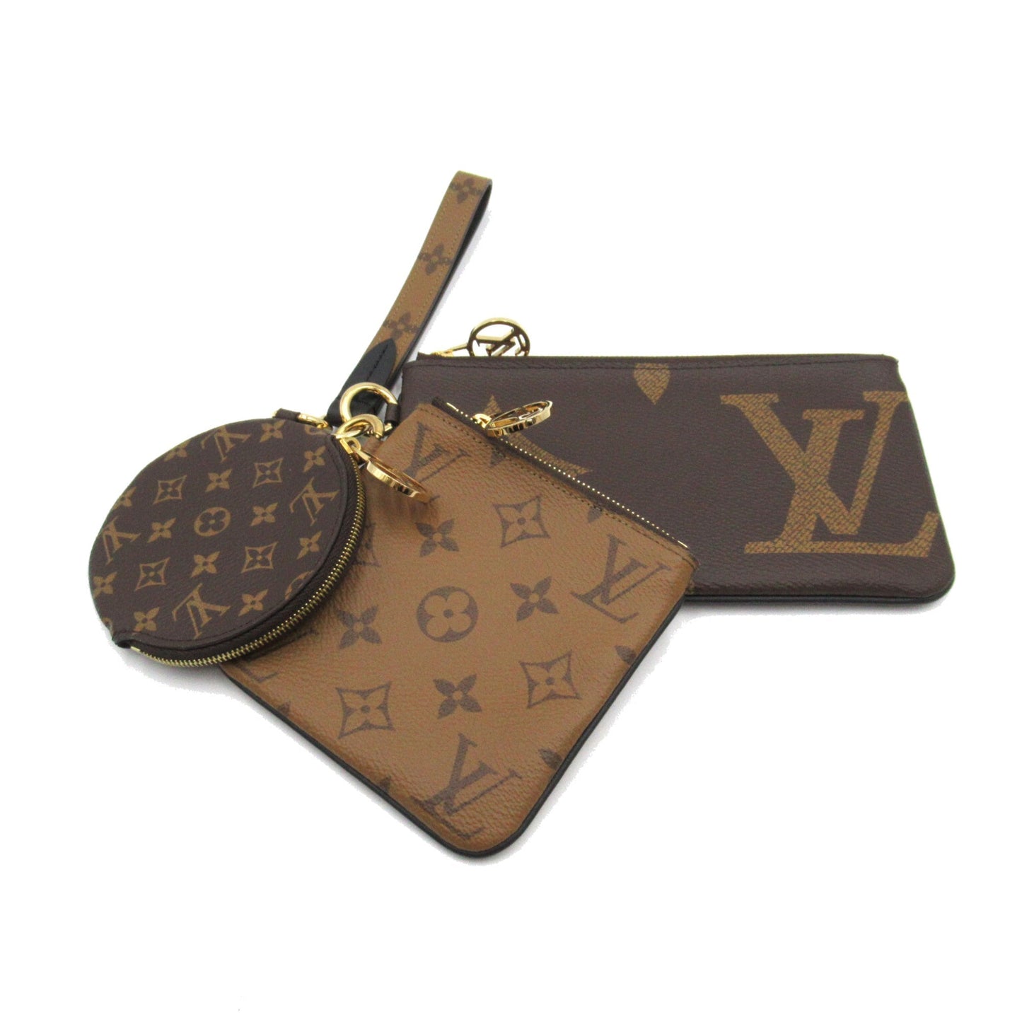 LOUIS VUITTON Pochette trio Brown Monogram / Giant Reverse PVC coated canvas Clutch