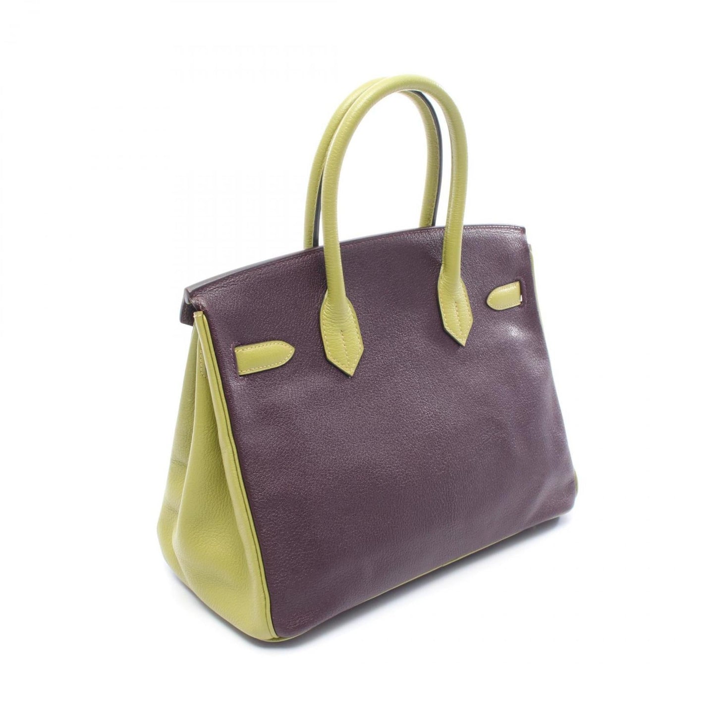Hermes Green Purple Chevre Leather Leather Handbag ( )