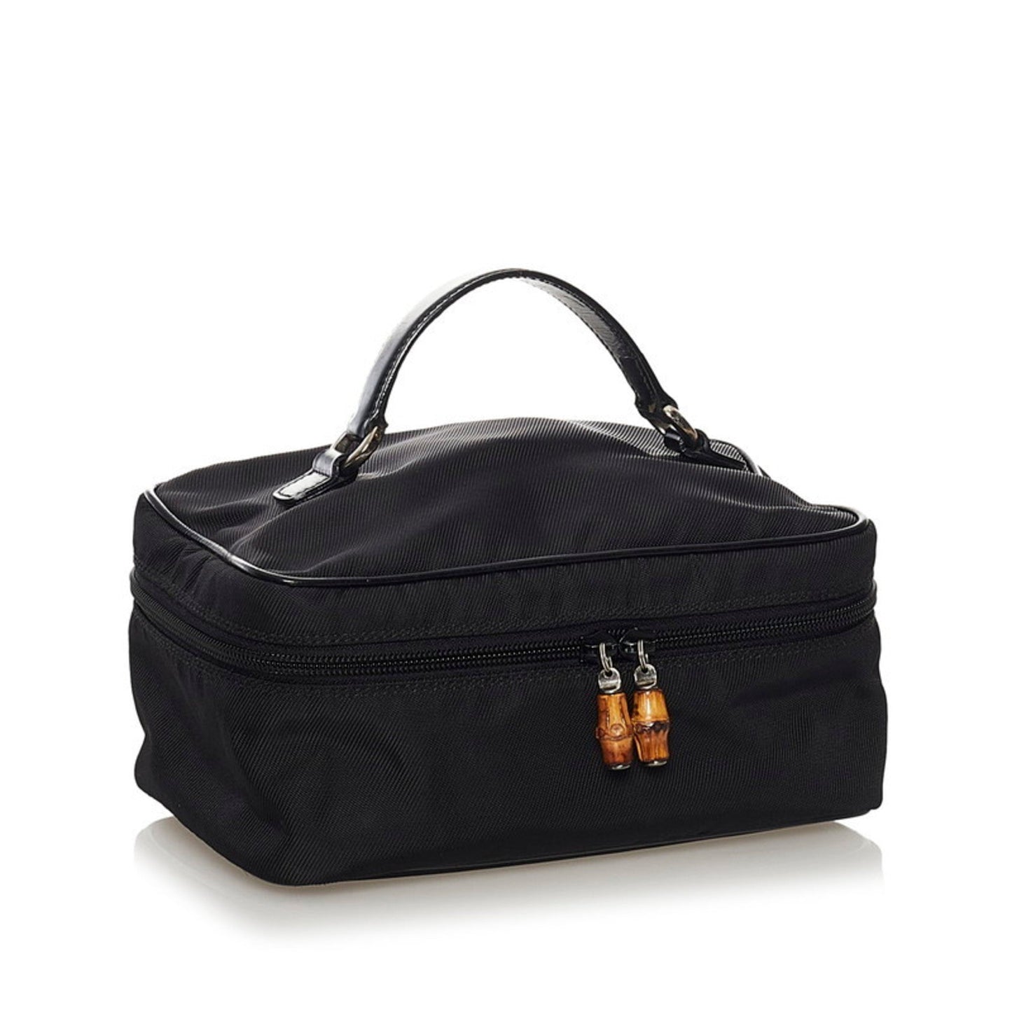 Gucci Black Leather Nylon Handbag