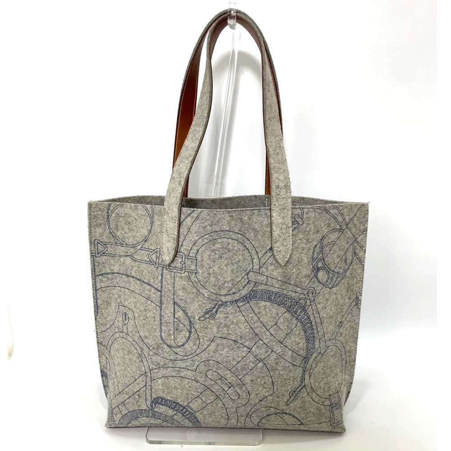 Hermes Karimi Gray Felt Leather Tote Bag ( )