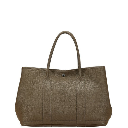 Hermes Garden Khaki Negonda Leather Handbag Tote Bag ( )