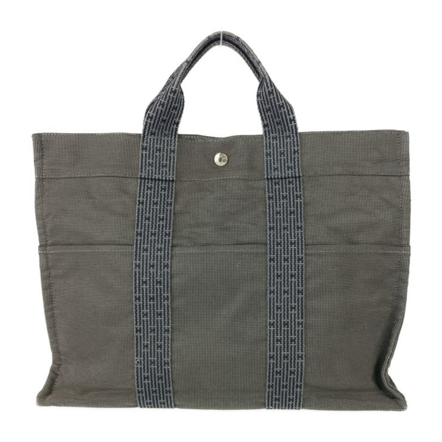 Hermes Gray Canvas Handbag Tote Bag ( )