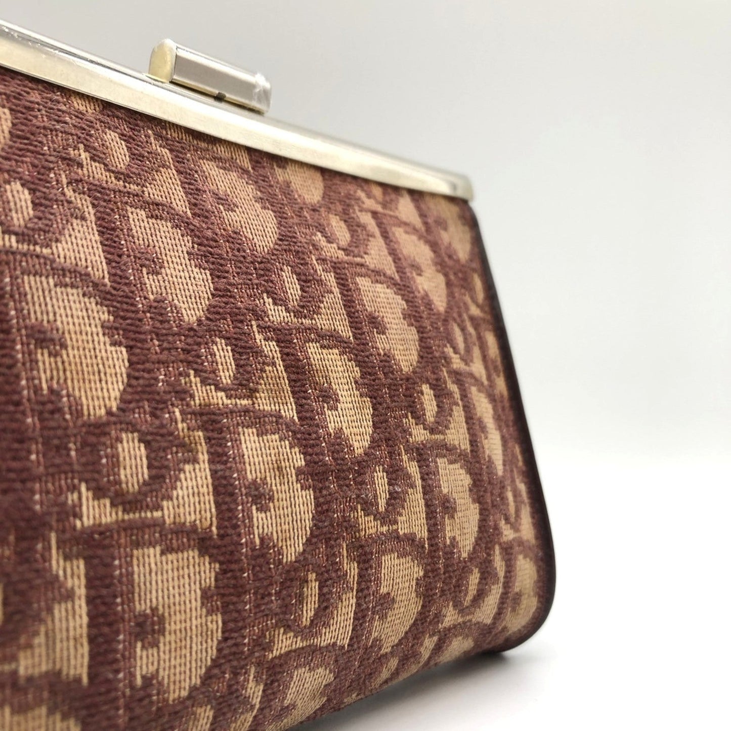 Christian Dior Beige Red Color Canvas Pouch ()