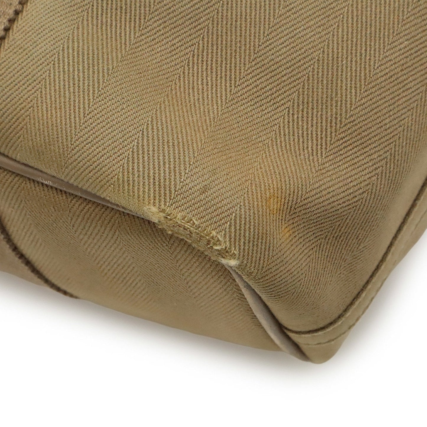 Hermes Etoupe Gray Toile Chevron Leather Handbag Pouch Tote Bag ( )