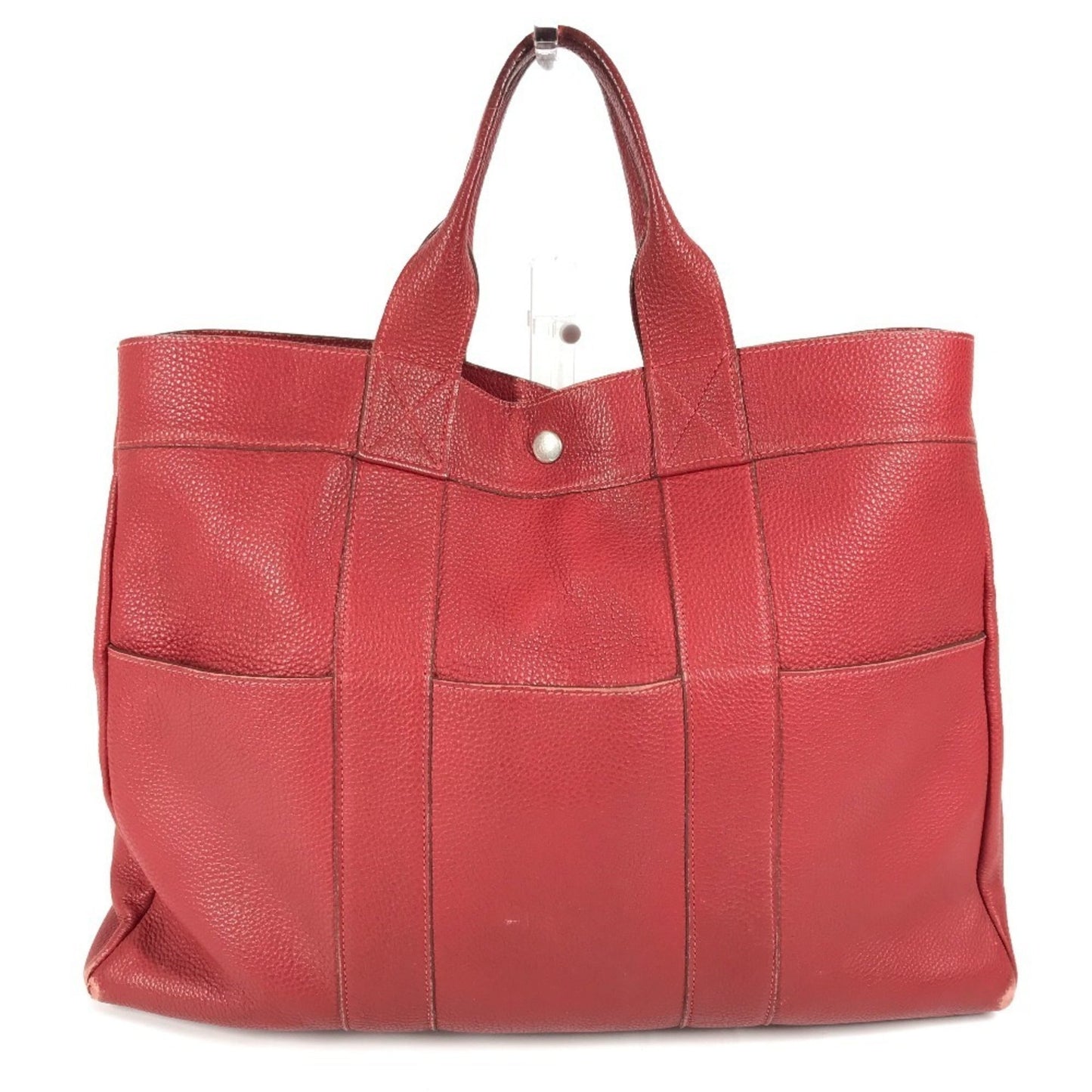 Hermes Fourre Tout Red Color Leather Handbag Tote Bag ( )