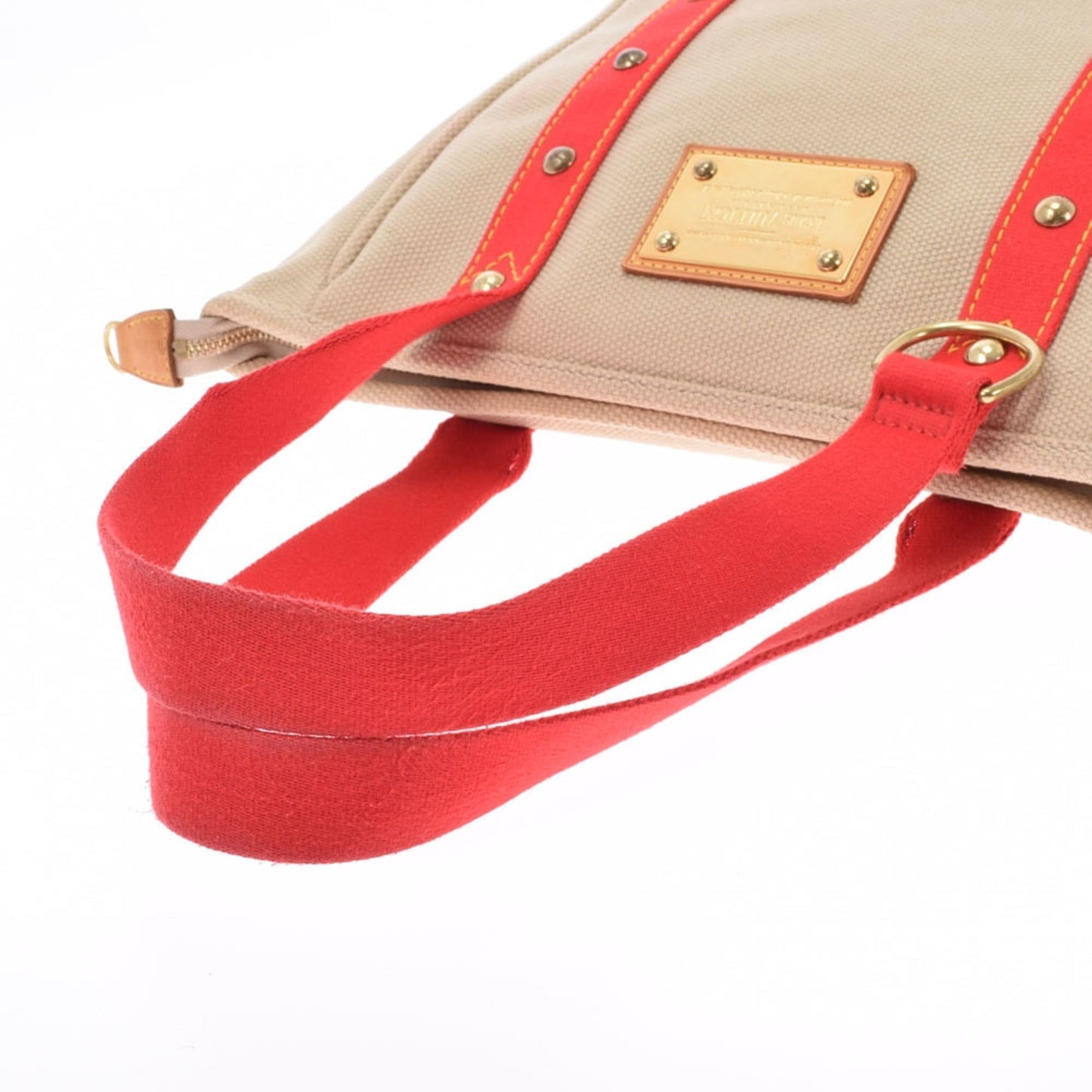 LOUIS VUITTON Antigua Hippo MM Beige Women's Cotton Canvas Handbag