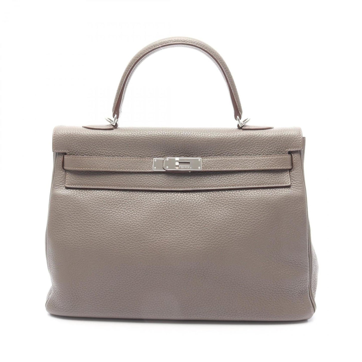Hermes Brown Etain Taurillon Clemence Leather Handbag ( )