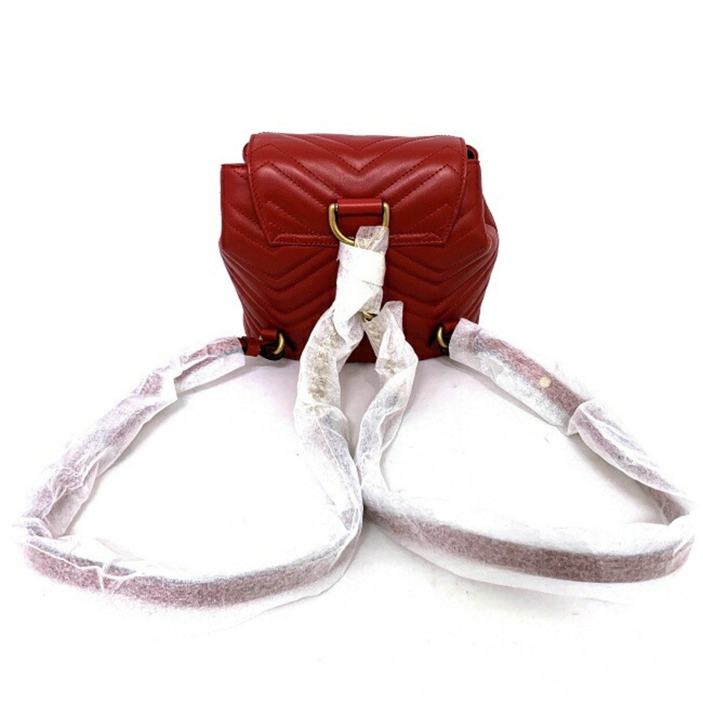 Gucci GG Marmont Red Leather Quilted Backpack