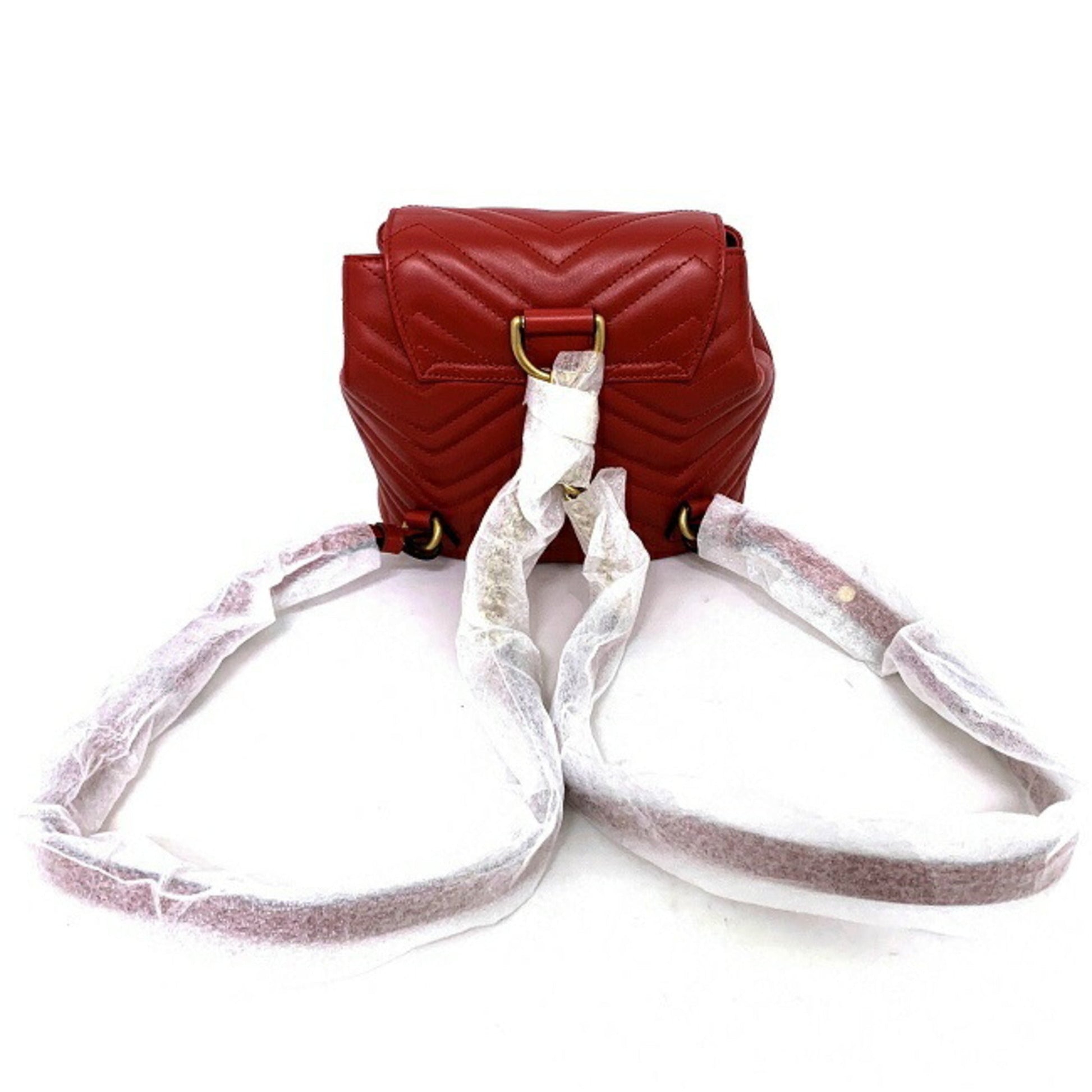 Gucci GG Marmont Red Leather Quilted Backpack