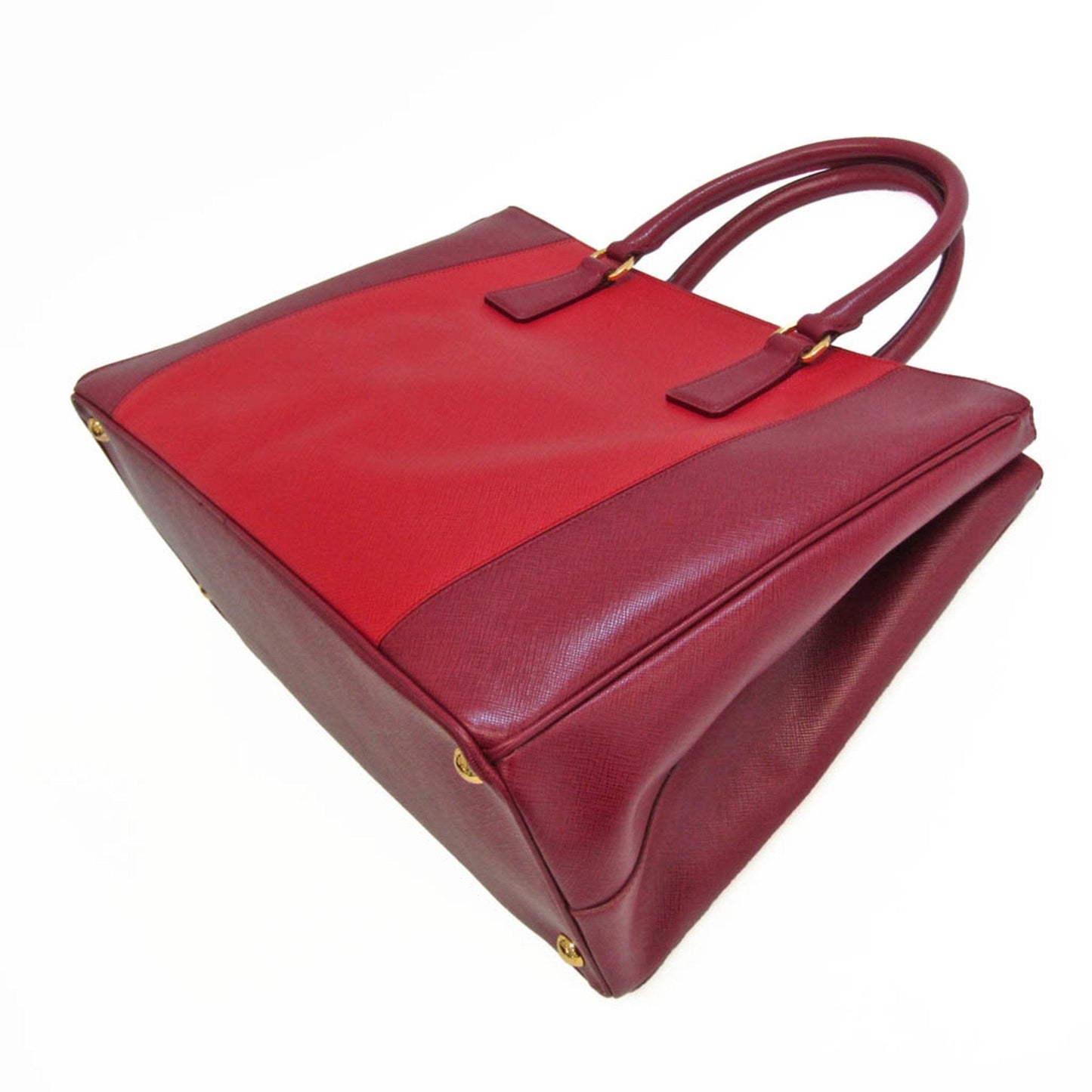 Prada Saffiano Galleria Women's Leather HandBag Bordeaux,Red Color