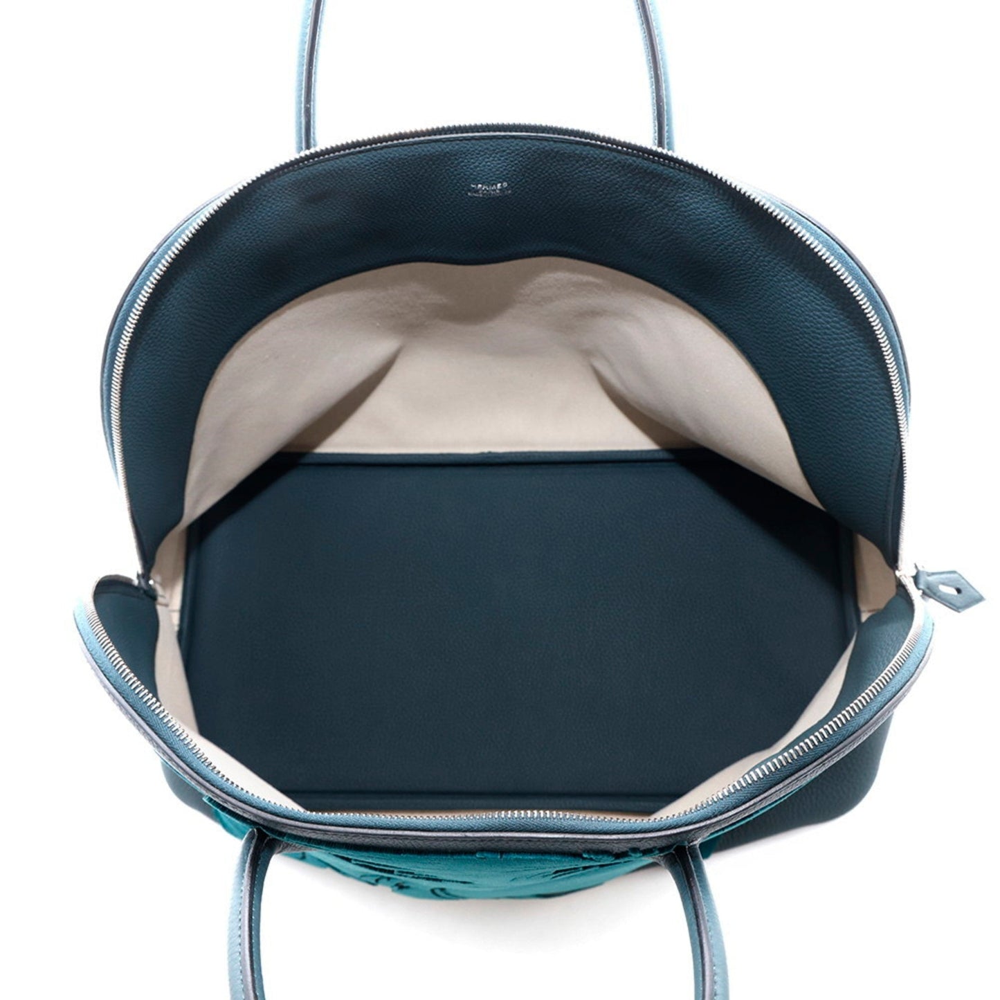 Hermes Bolide Silver Togo Leather Velvet Handbag ( )