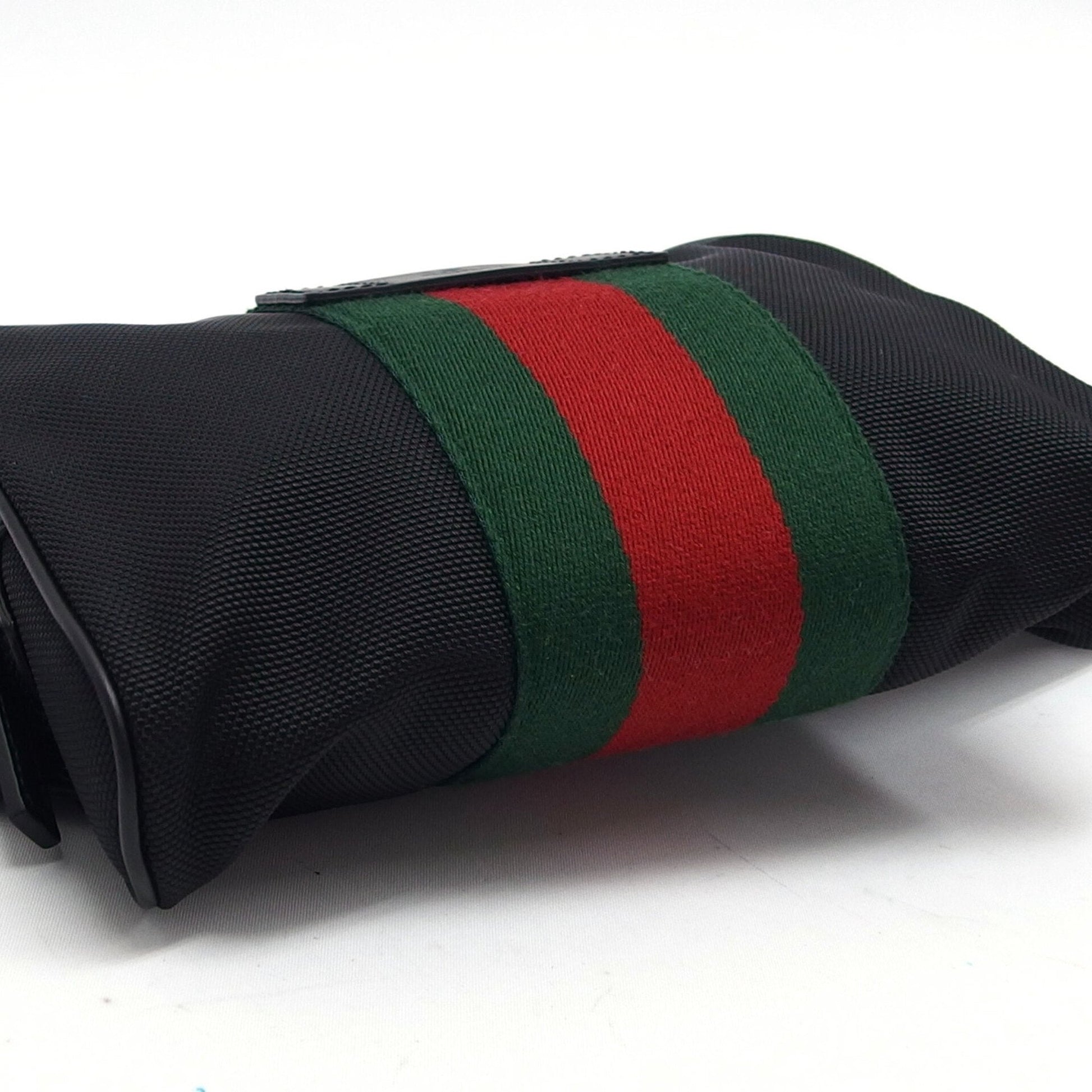 Gucci Sherry Line Black Leather Canvas Handbag