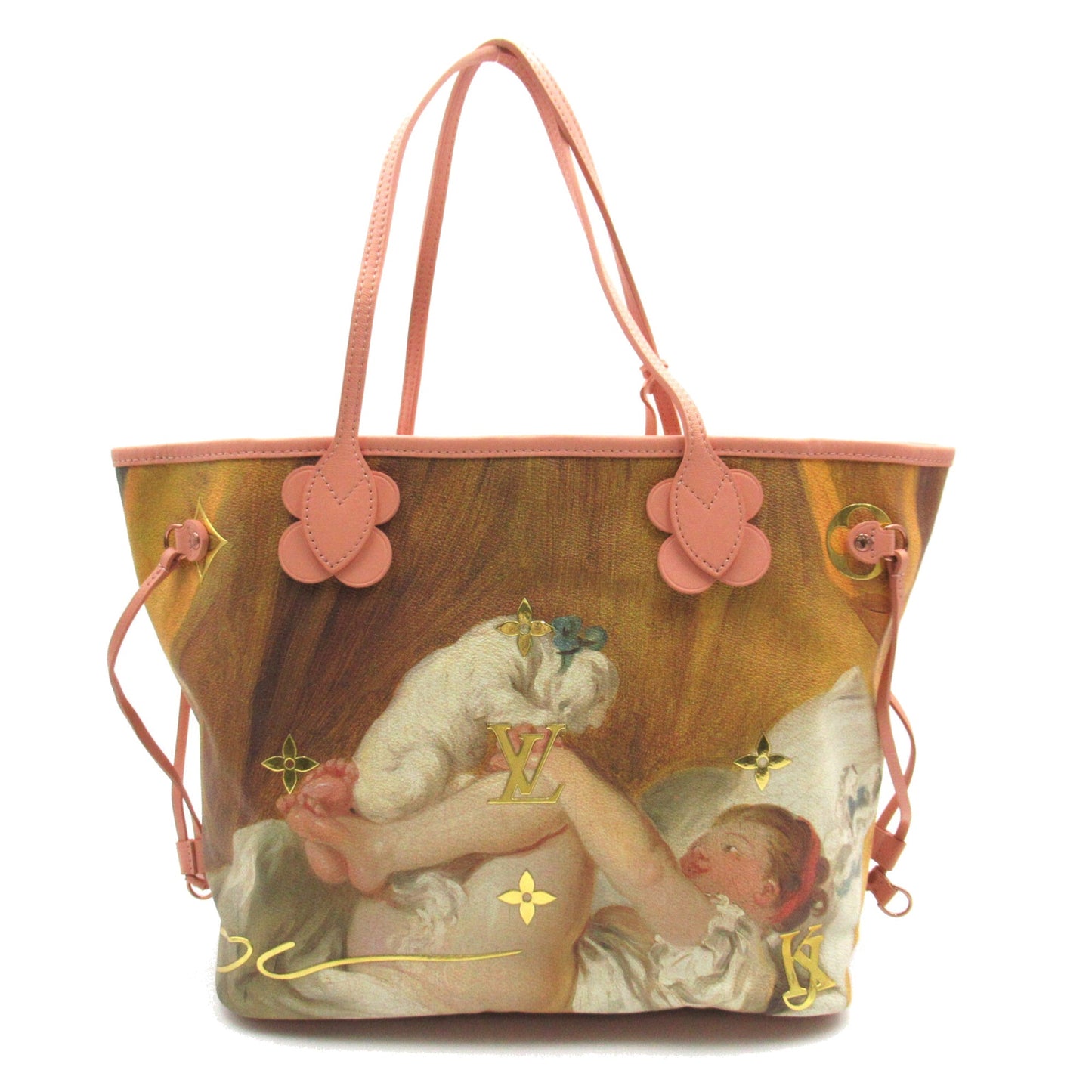 LOUIS VUITTON Fragonard Neverfull MM Pink Brown Masters collection PVC coated canvas Tote