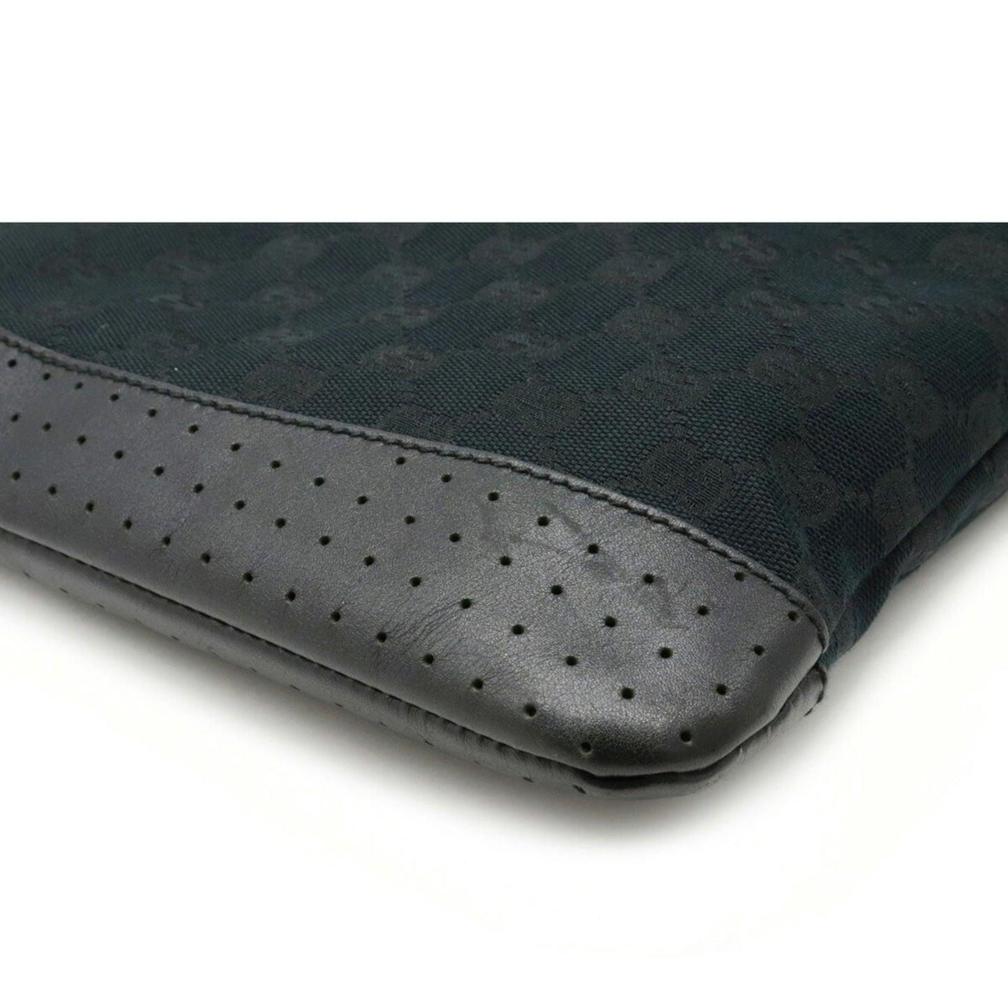 Gucci Black Leather Canvas Shoulder Bag Style 2
