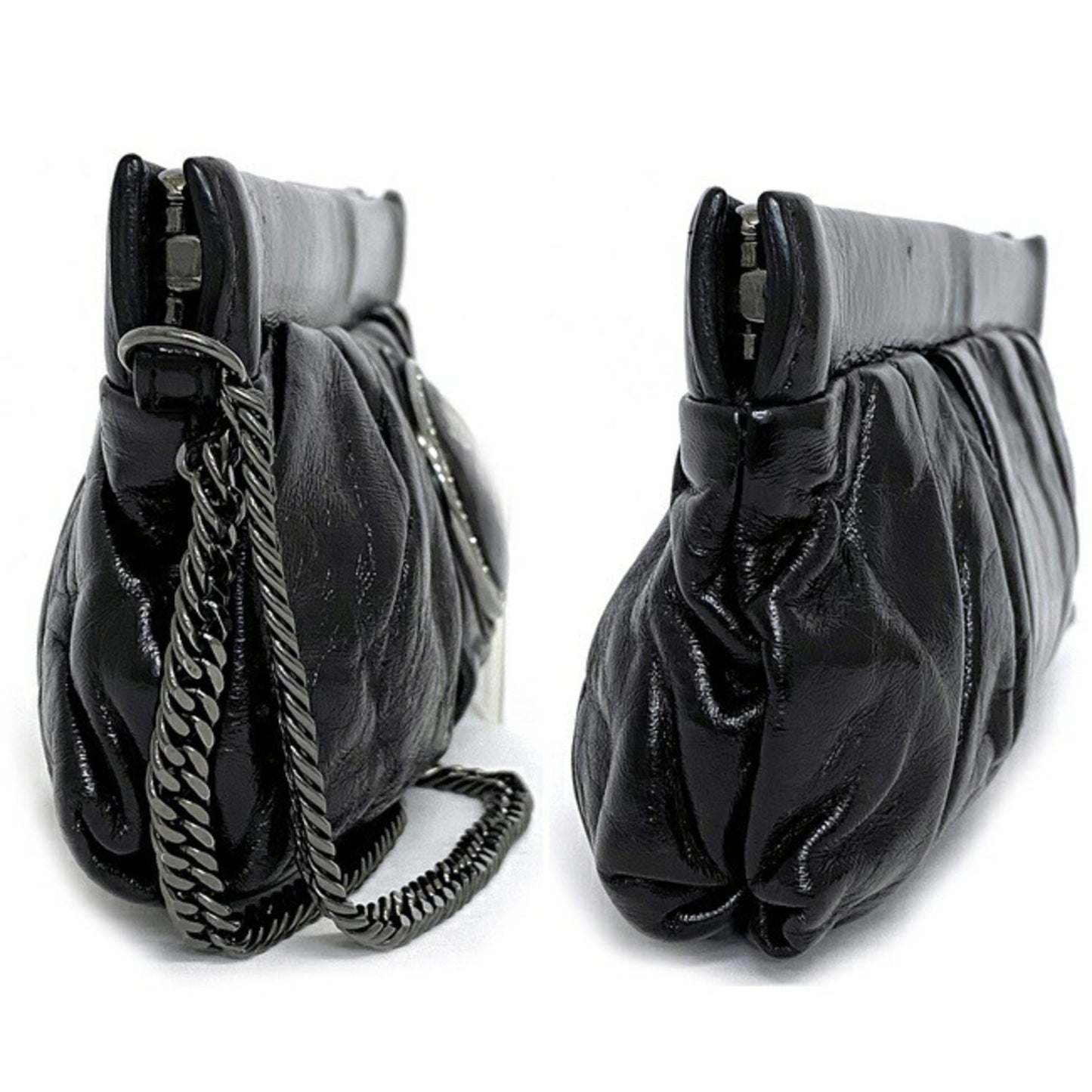 Gucci Black Leather Patent Leather Clutch Style 2