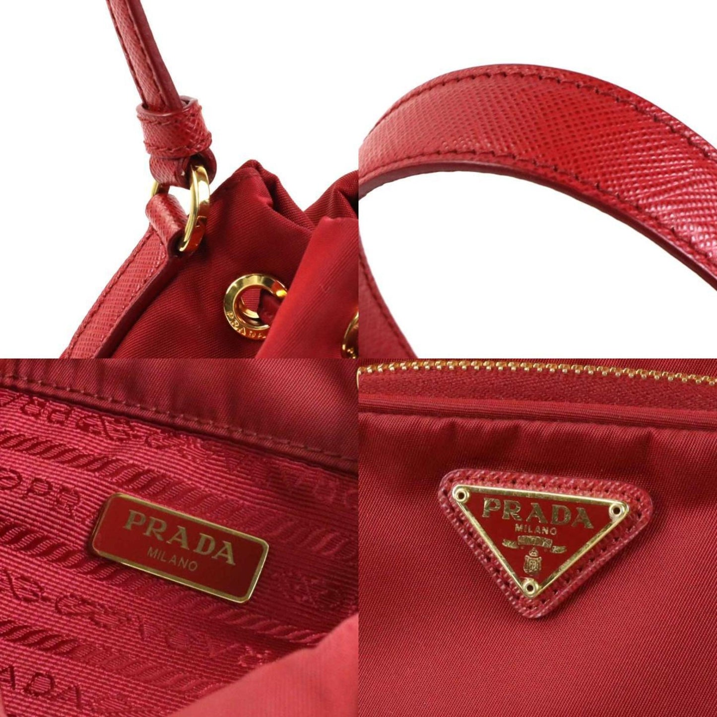 Prada Crossbody Shoulder Bag HandBag Nylon Red Ladies