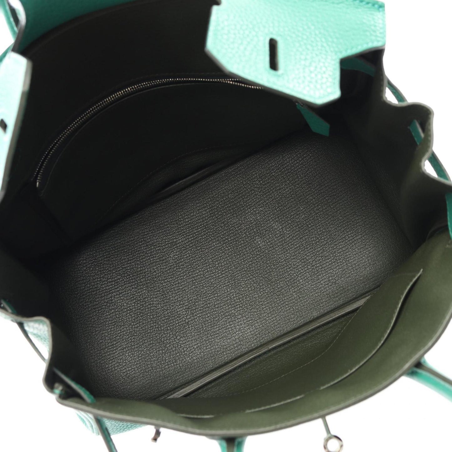 Hermes Green Khaki Vert Fonce Taurillon Clemence Leather Handbag ( )