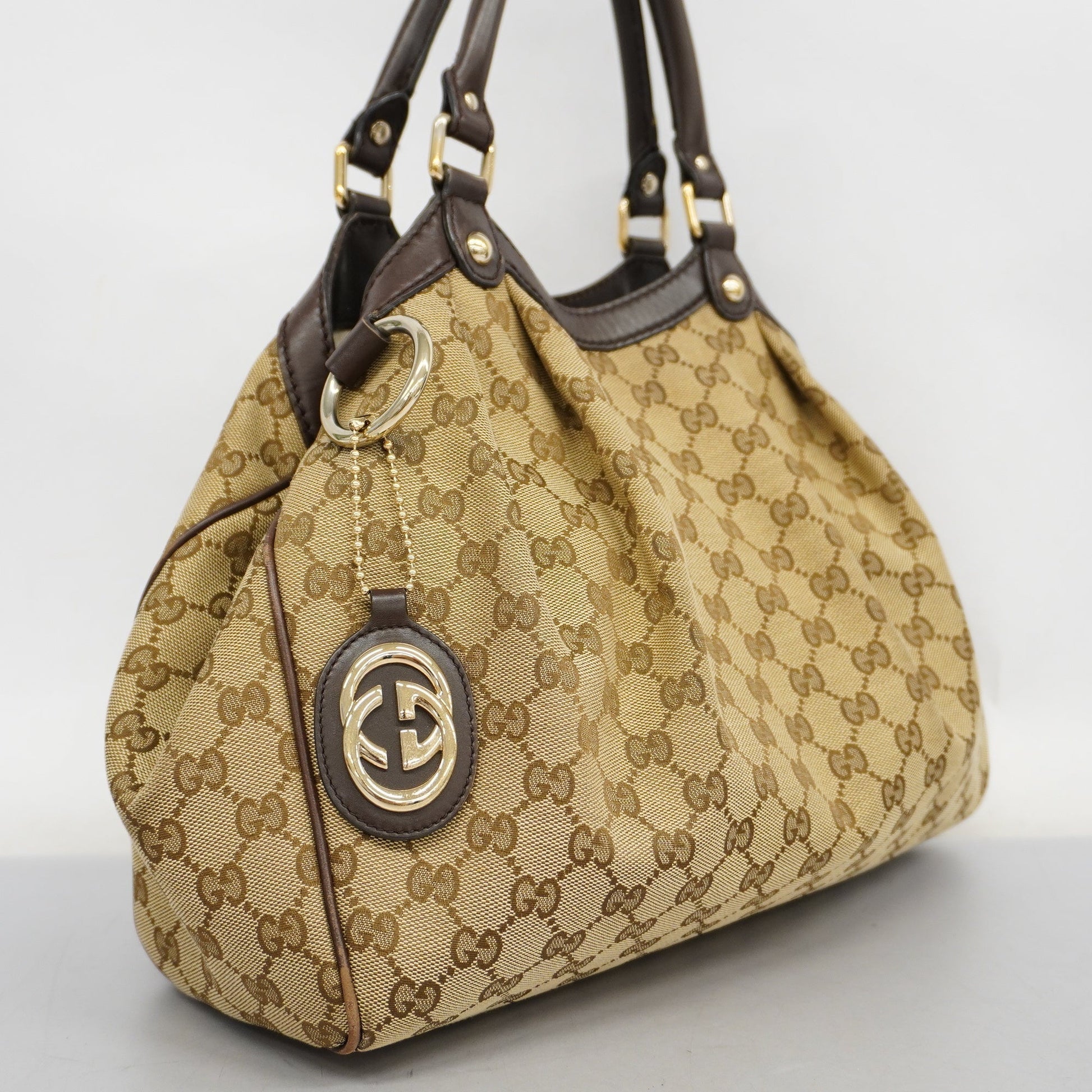Gucci Leather Canvas Shoulder Bag