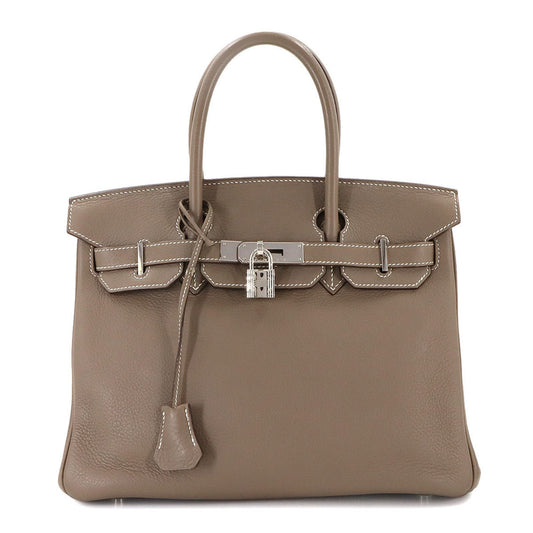 Hermes Etoupe Gray Taurillon Clemence Leather Handbag ( )