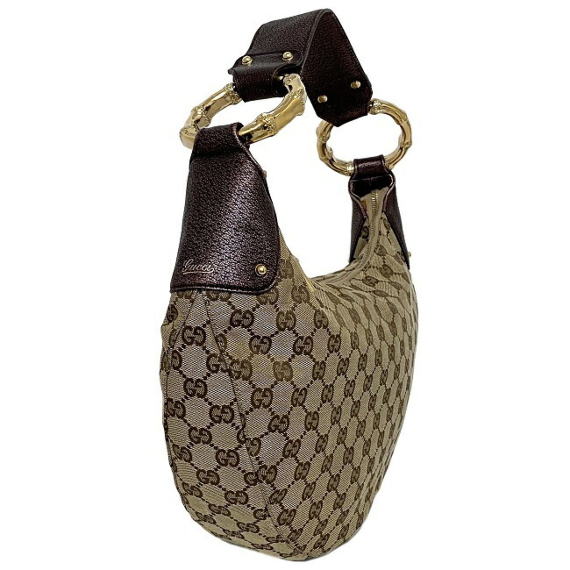 Gucci Lou Leather Canvas Shoulder Bag