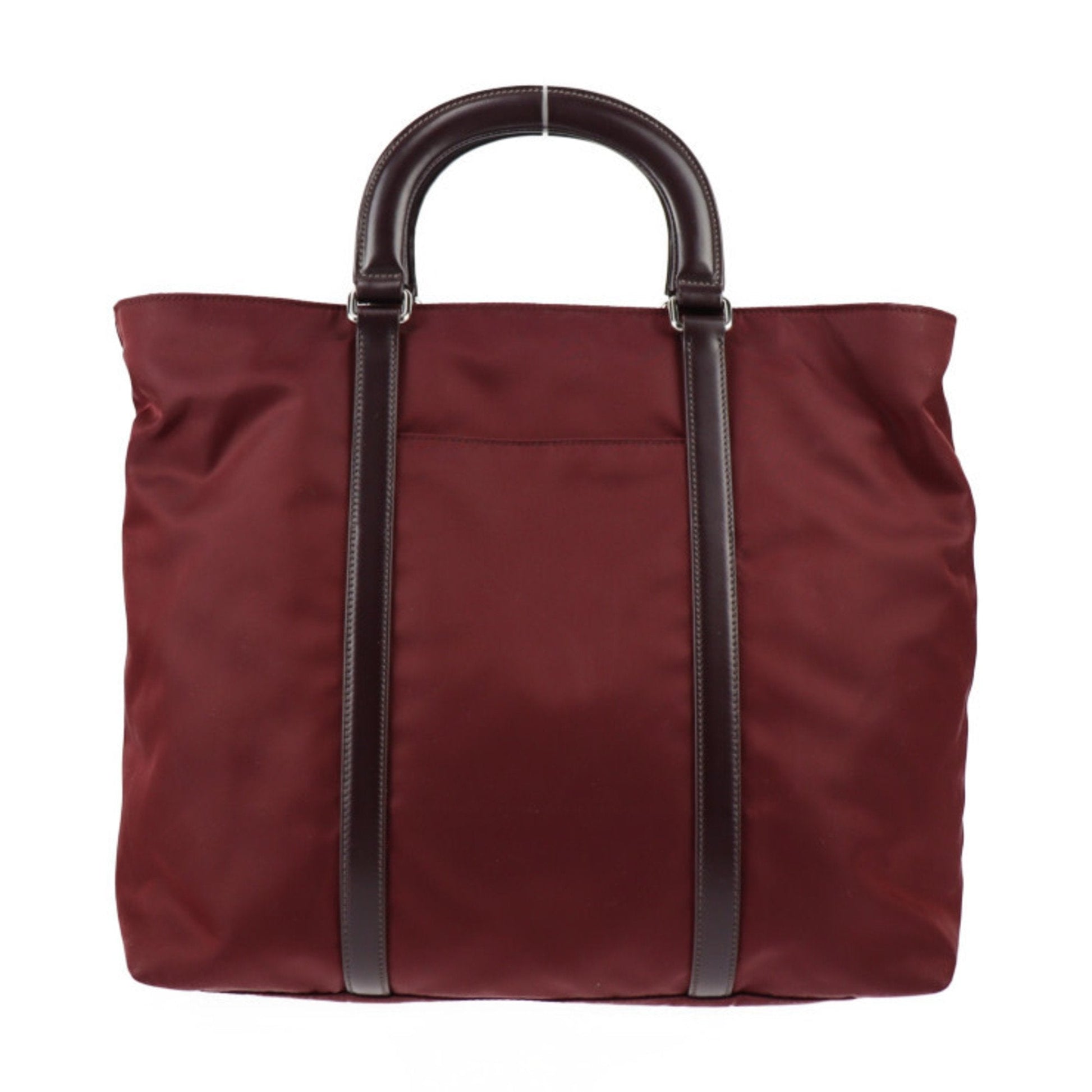 Prada Tote Bag Nylon Leather GRANATO Garnet Bordeaux 2WAY Shoulder Triangle Logo