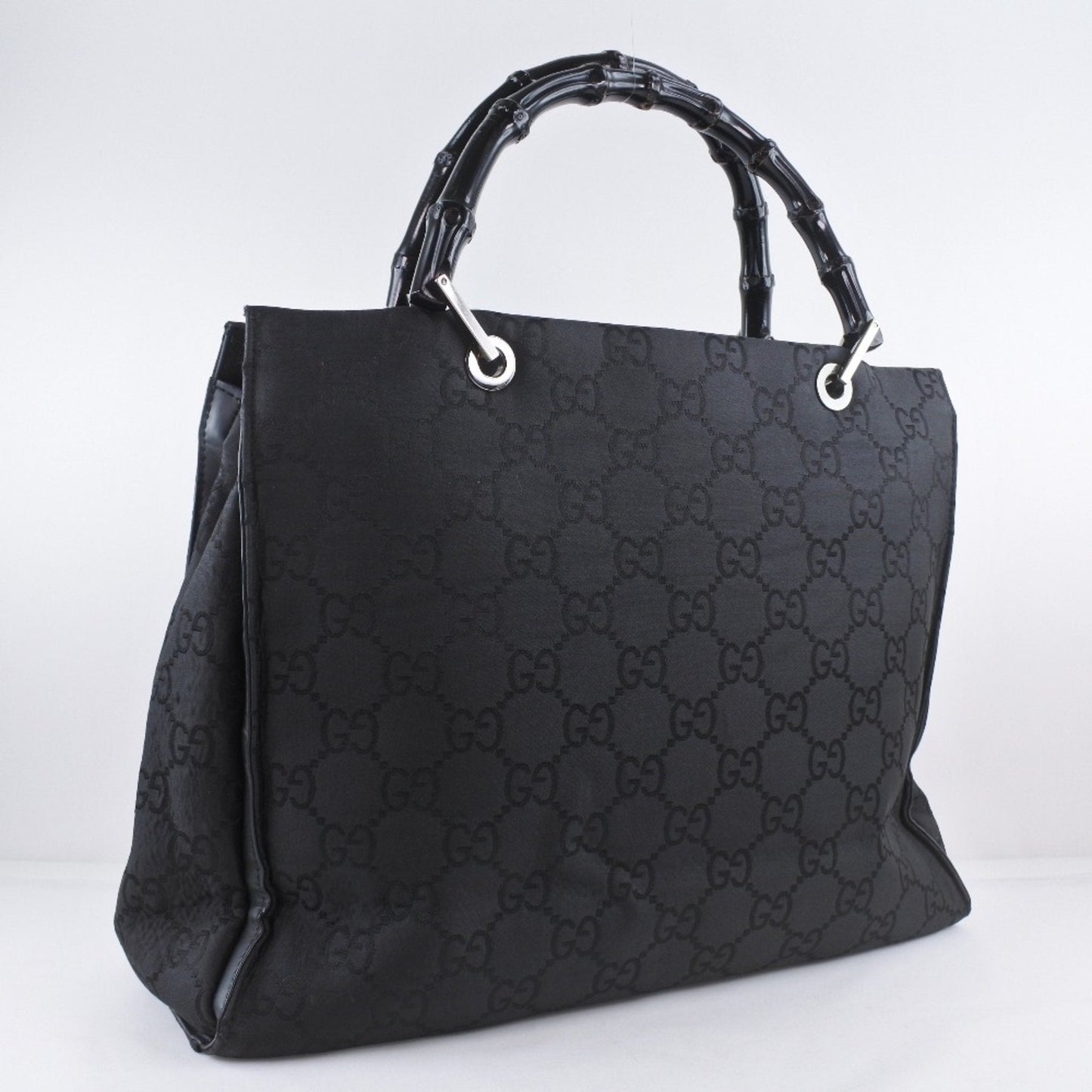 Gucci Bamboo Black Canvas Tote