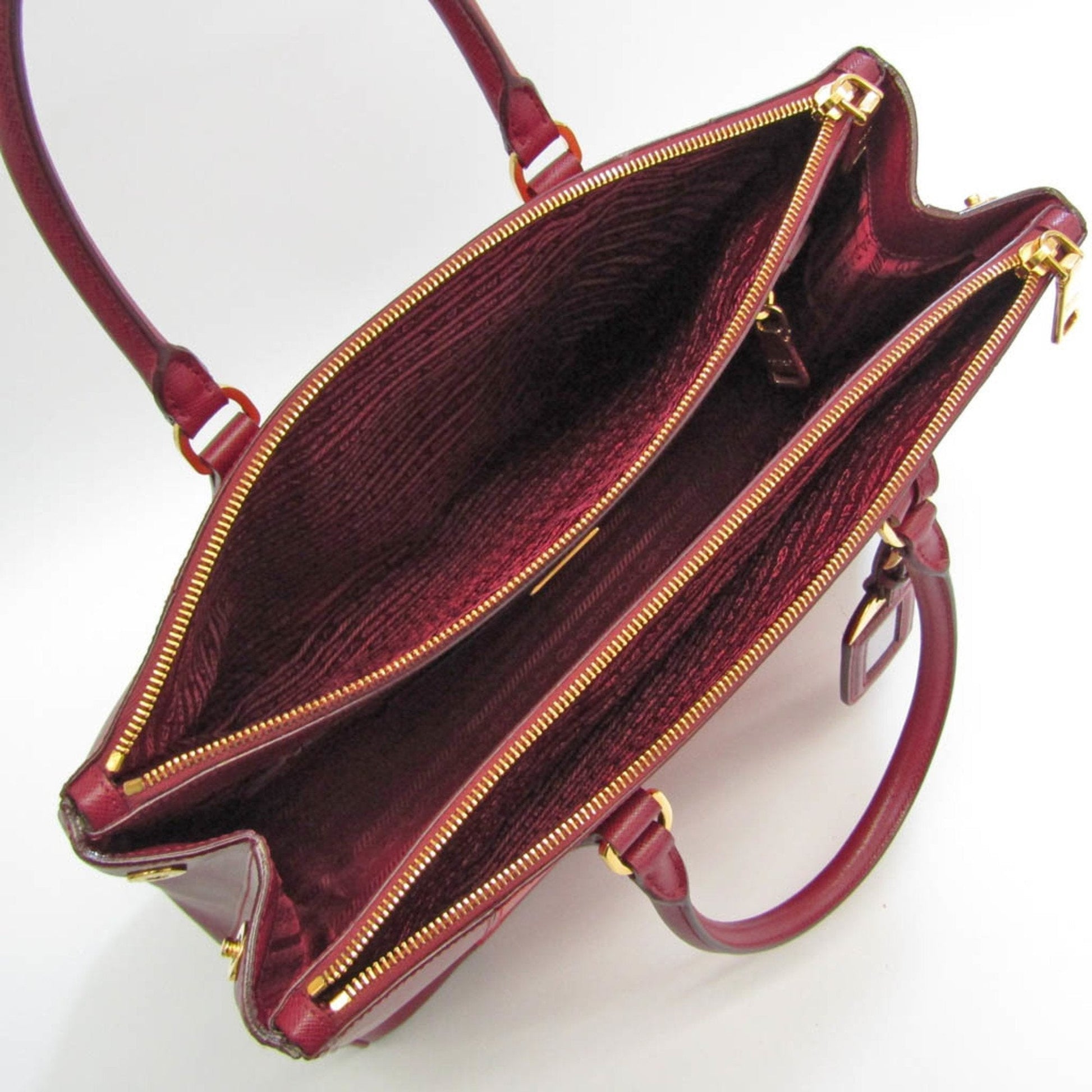 Prada Saffiano Galleria Women's Leather HandBag Bordeaux,Red Color
