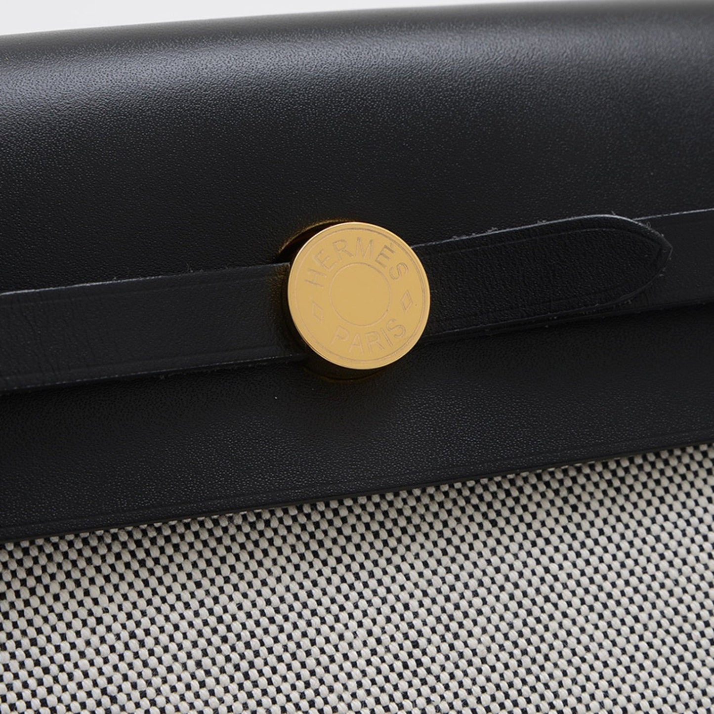Hermes Her Bag Black Ecru Vache Leather Shoulder Bag ( )
