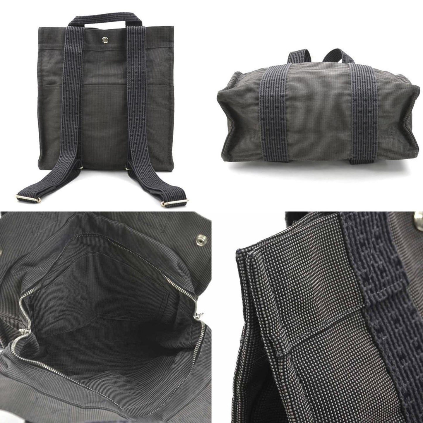 Hermes Dark Gray Canvas Backpack ( )