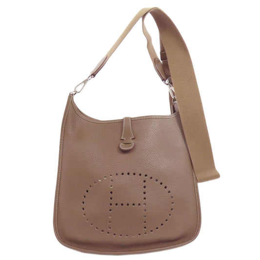 Hermes Brown Etoupe Gray Taurillon Clemence Leather Shoulder Bag ( )