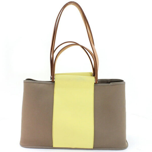 Hermes Etoupe Gray Soufre Toile Officier Leather Handbag ( )