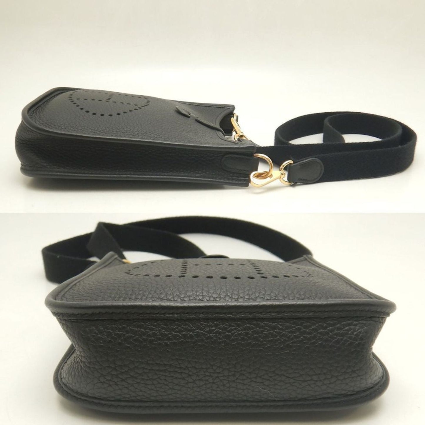 Hermes Evelyne Black Taurillon Clemence Leather Shoulder Bag ( )
