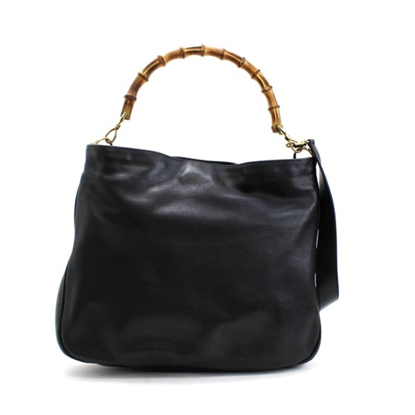 Gucci Bamboo Black Leather Shoulder Bag Style 7