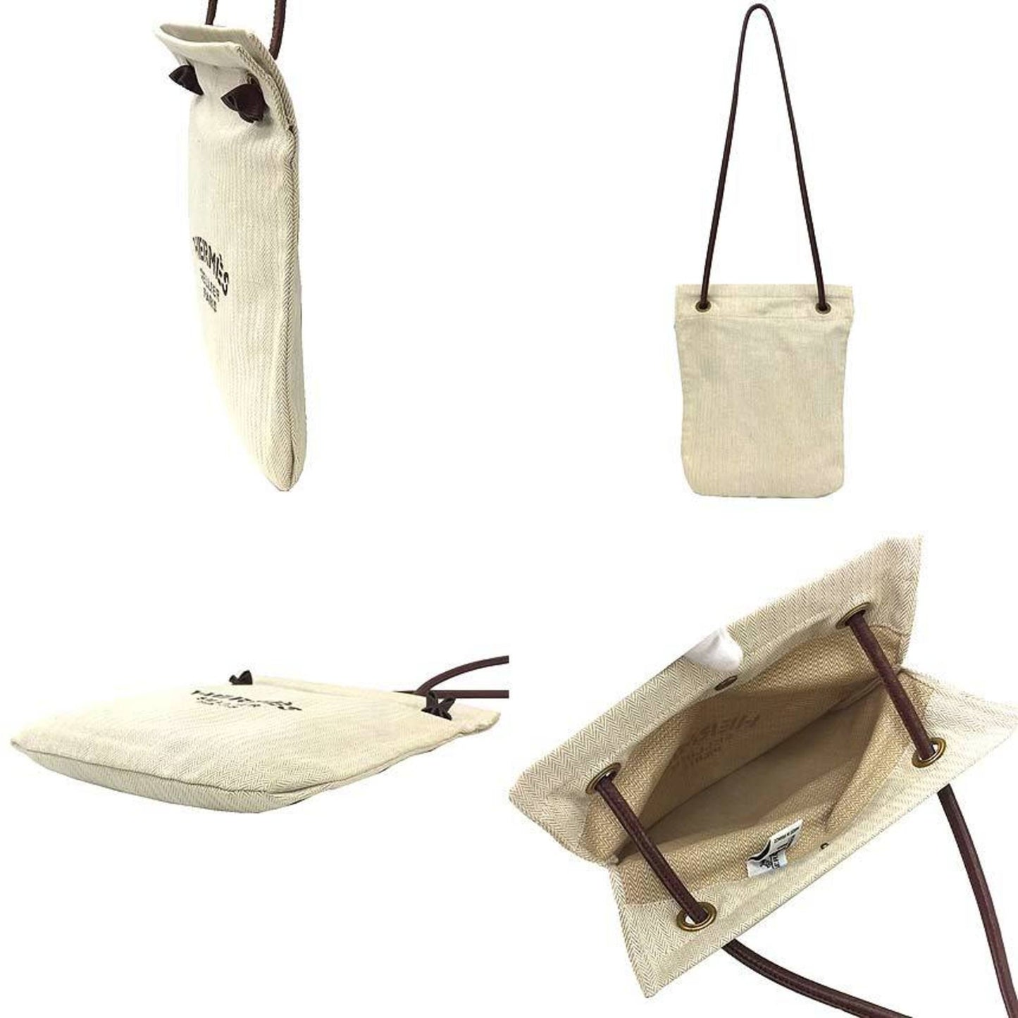 Hermes Dark Brown Natural Cotton Shoulder Bag ( )