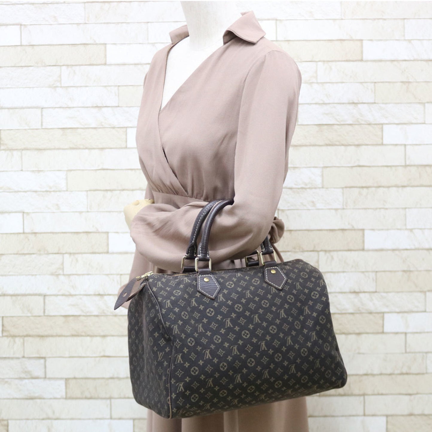 Louis Vuitton Boston Bag Mini Run Handbag Brown Ladies