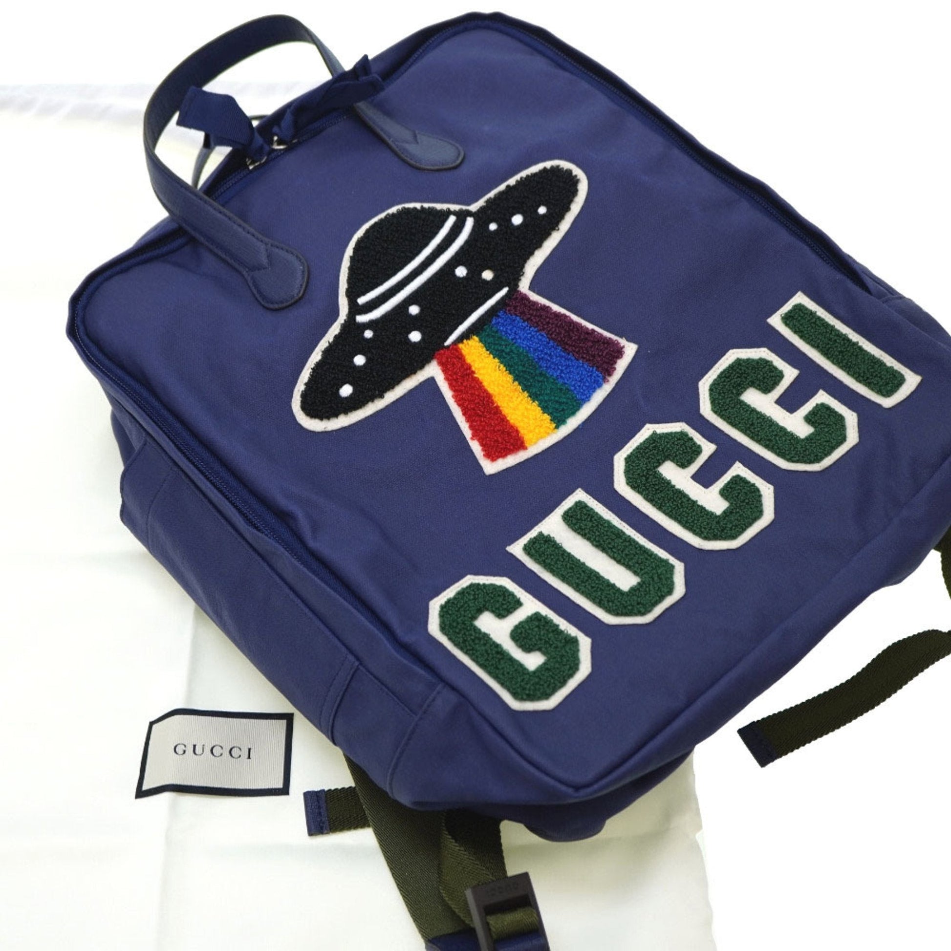 Gucci Lou Leather Canvas Backpack