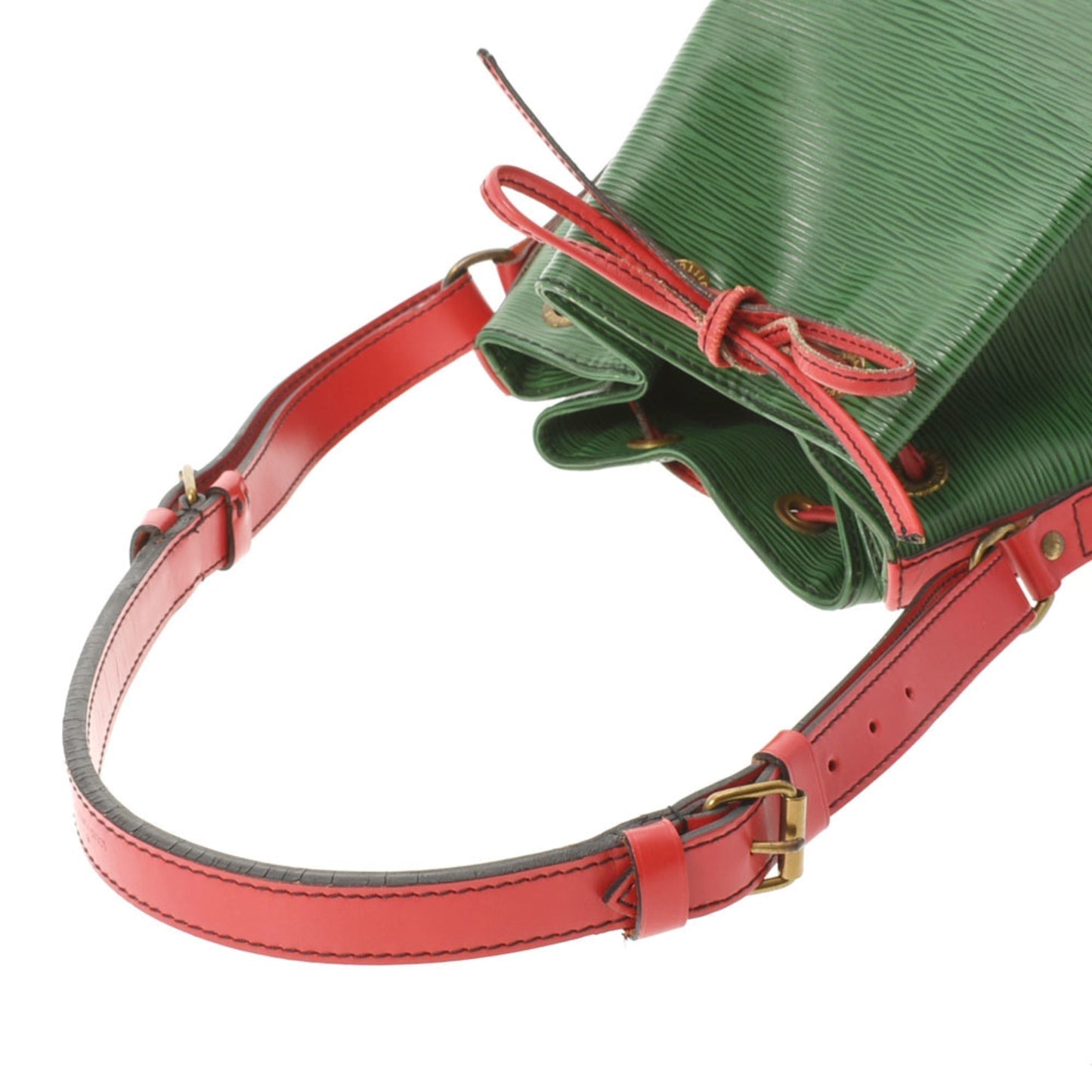 LOUIS VUITTON Epi Petit Noe Bicolor Green / Red Women's Leather Shoulder Bag
