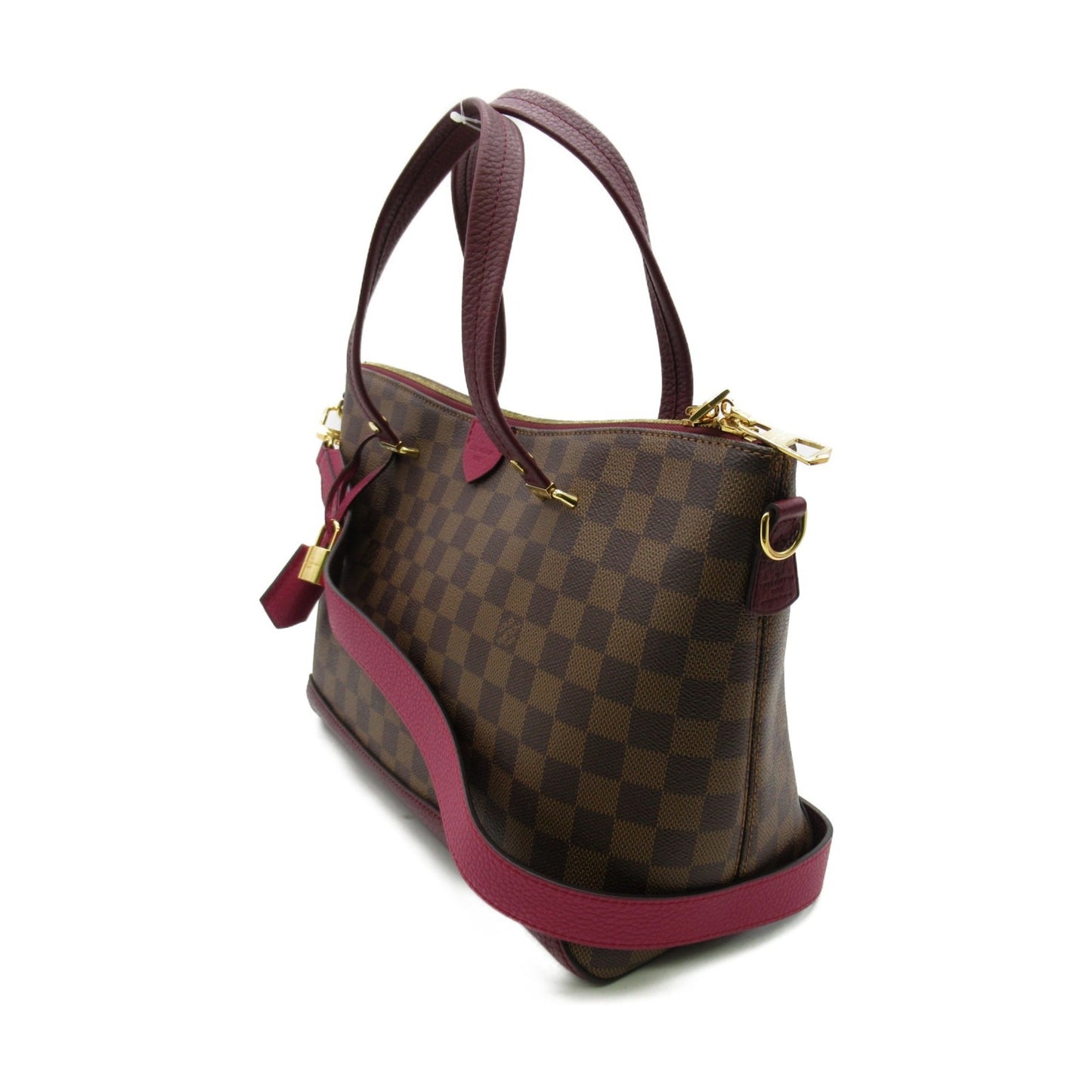 LOUIS VUITTON Hyde Park Tote Bag Brown Fuschia Damier PVC coated canvas