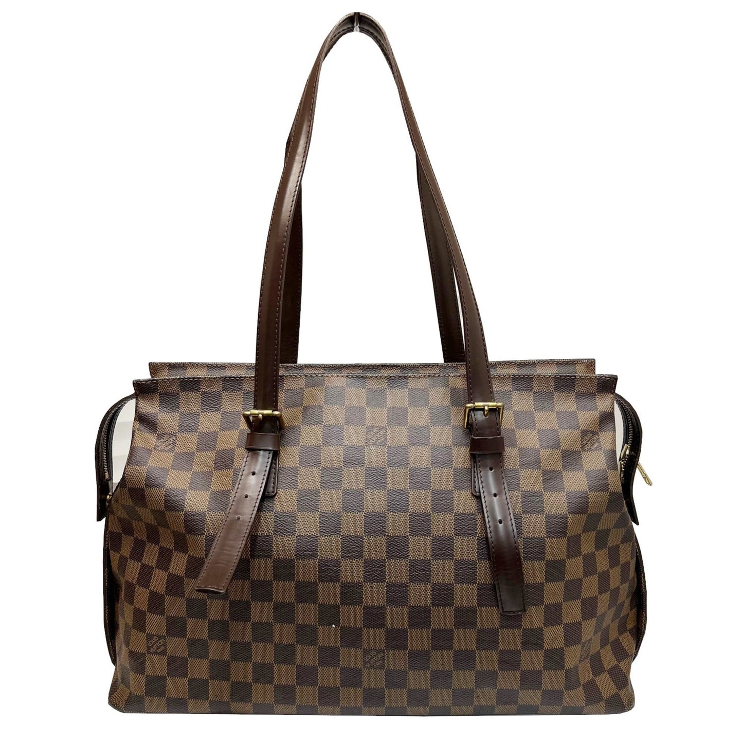 Louis Vuitton Damier Chelsea Tote Bag Shoulder PVC Leather Brown Men's Women's