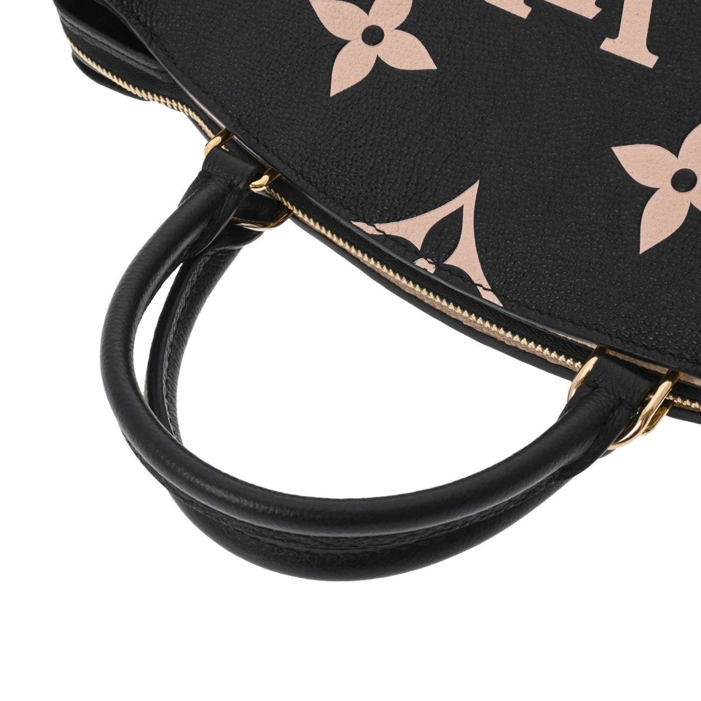 LOUIS VUITTON Monogram Implant Petit Palais PM Black Beige Women's Leather Bag