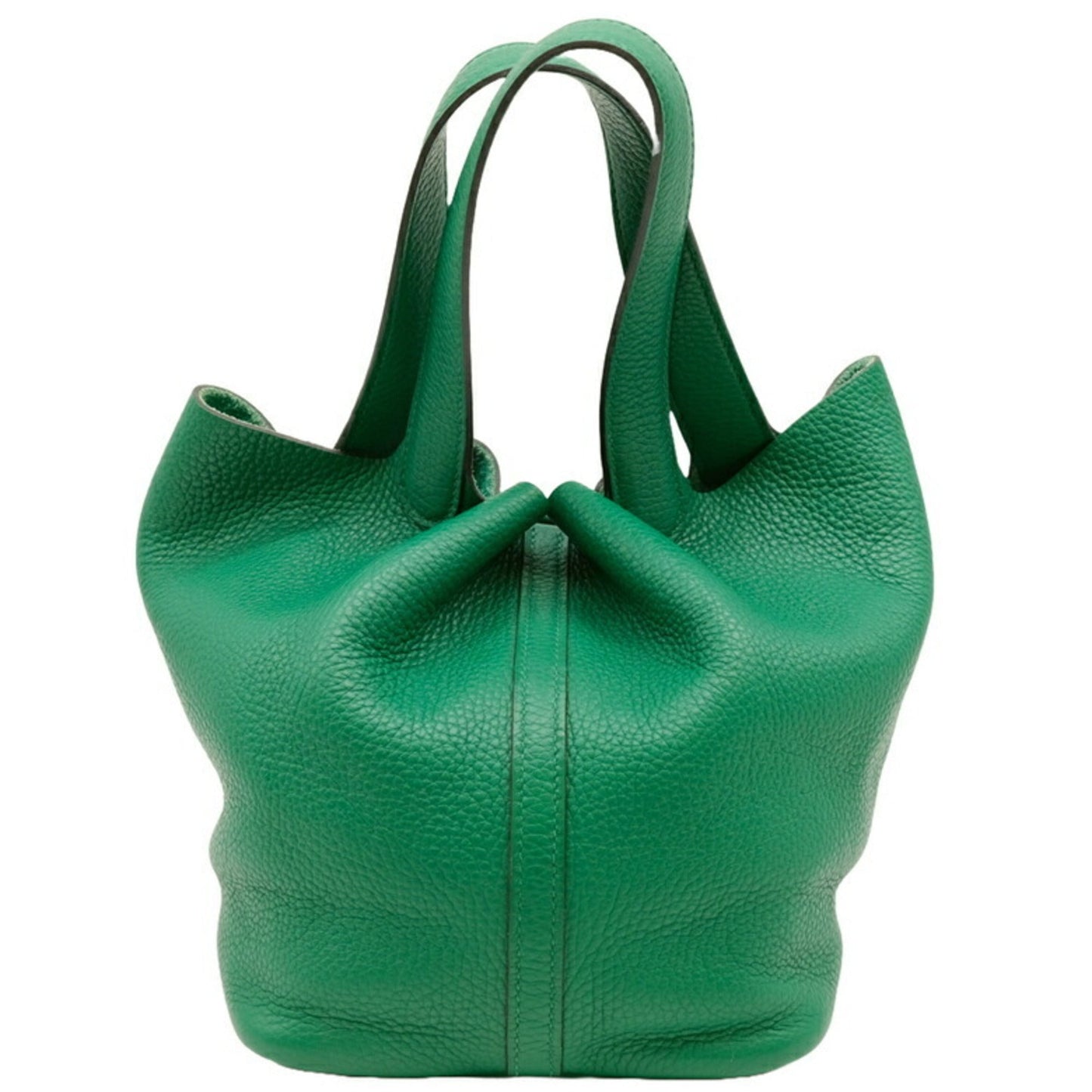 Hermes Green Taurillon Clemence Leather Handbag Tote Bag ( )