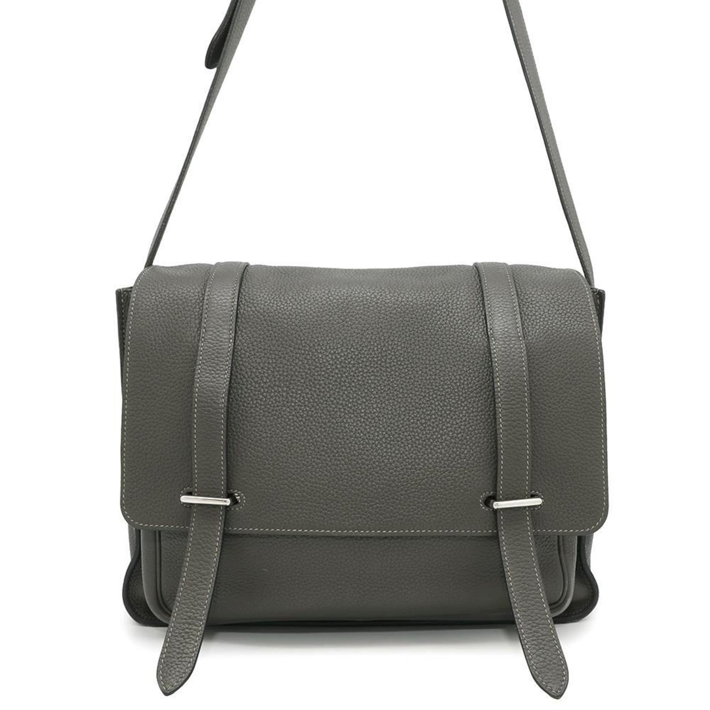 Hermes Gray Taurillon Clemence Leather Shoulder Bag ( )