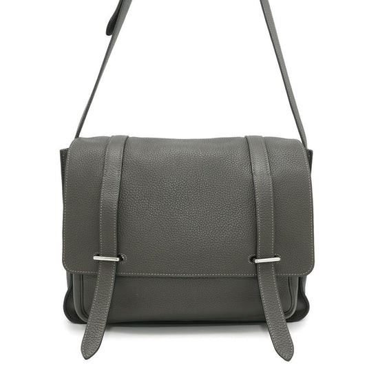 Hermes Gray Taurillon Clemence Leather Shoulder Bag ( )