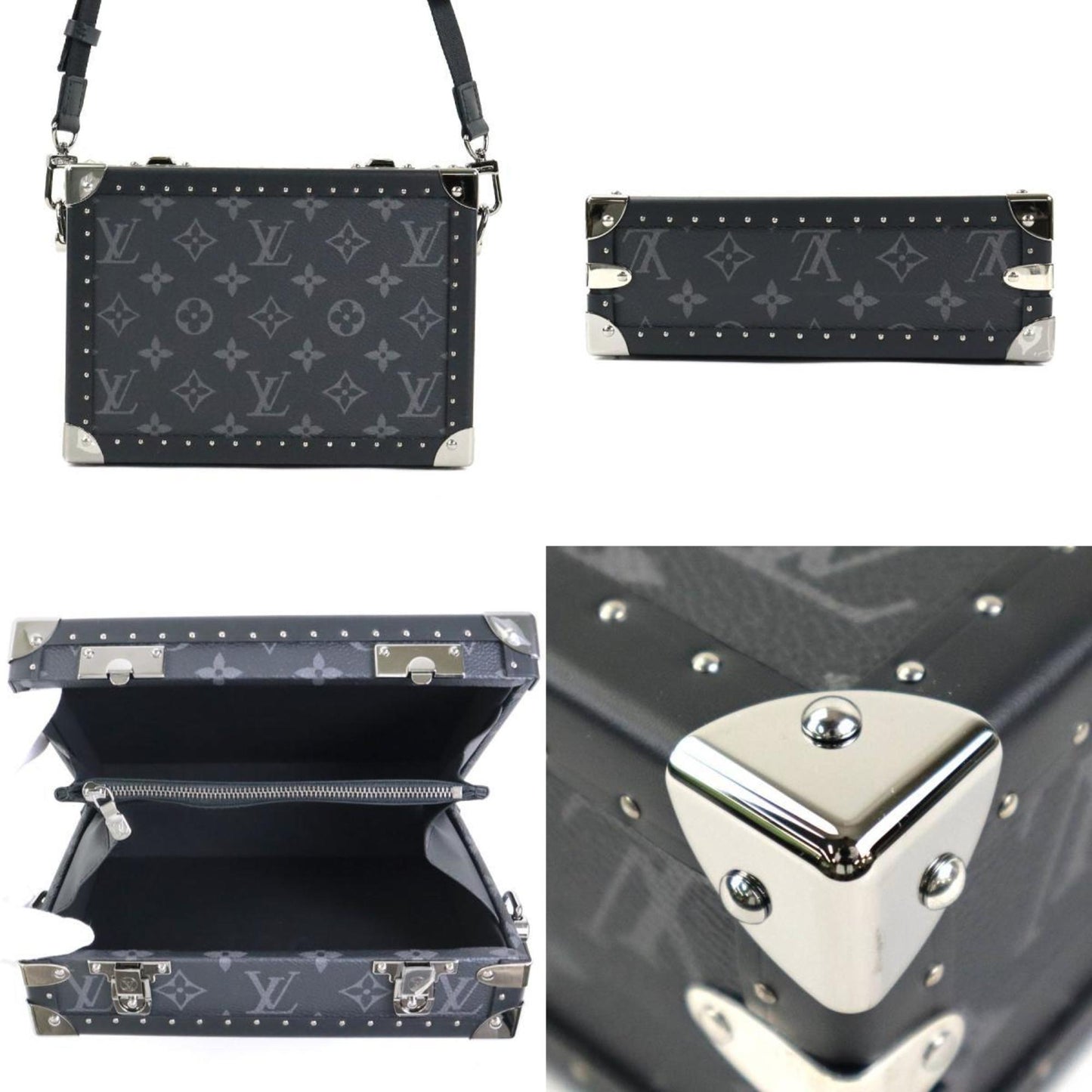 LOUIS VUITTON Shoulder Bag Monogram Eclipse Clutch Box/Monogram Dark Gray Men's