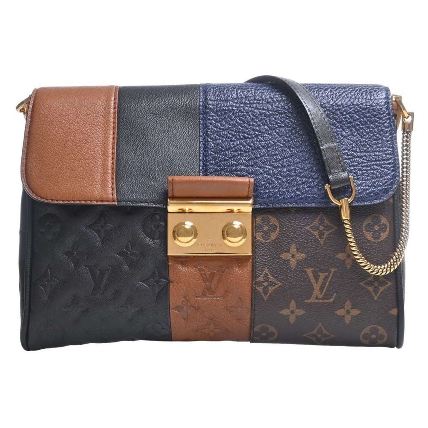 LOUIS VUITTON Monogram Blox Pochette Shoulder Bag Brown/Black/Blue Women's