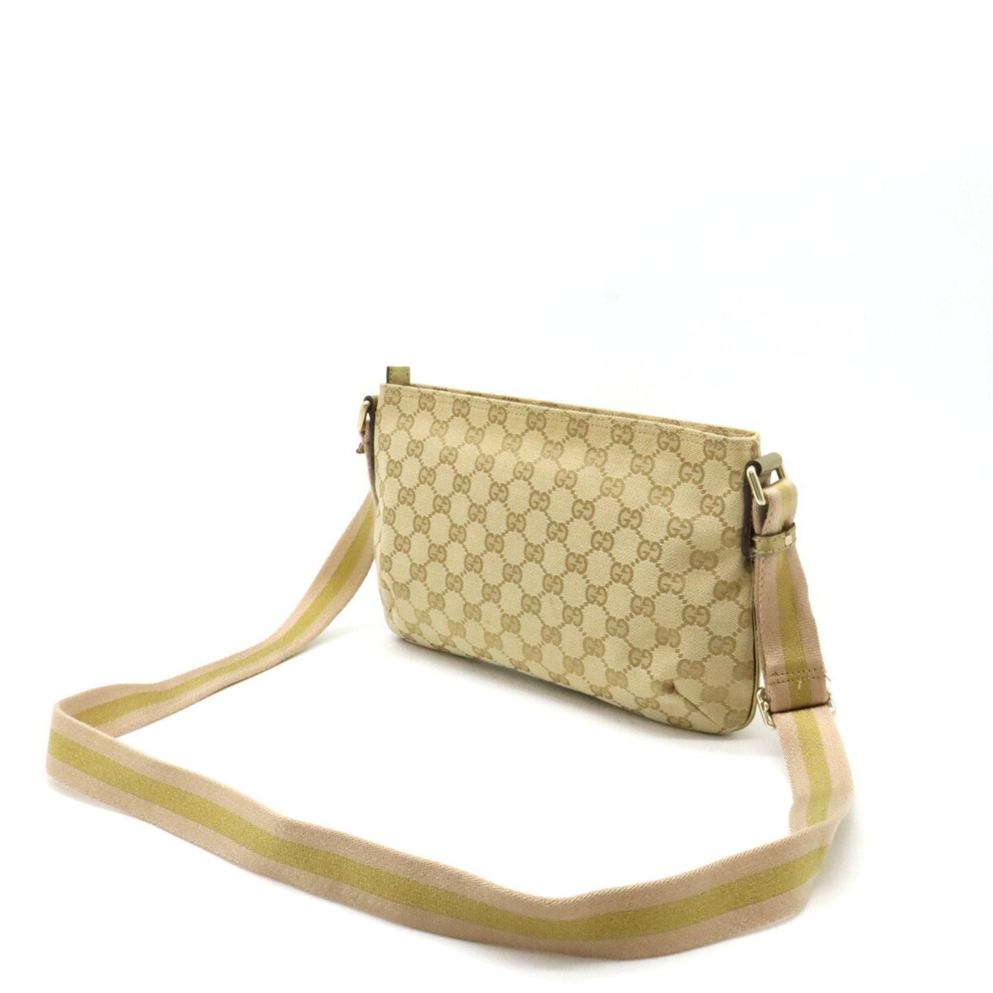 Gucci Pochette Leather Canvas Shoulder Bag
