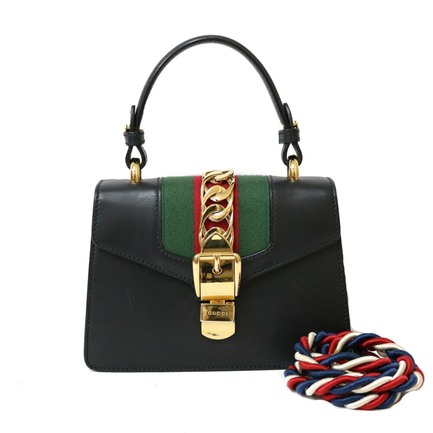 Gucci Sylvie Black Leather Shoulder Bag Style 2